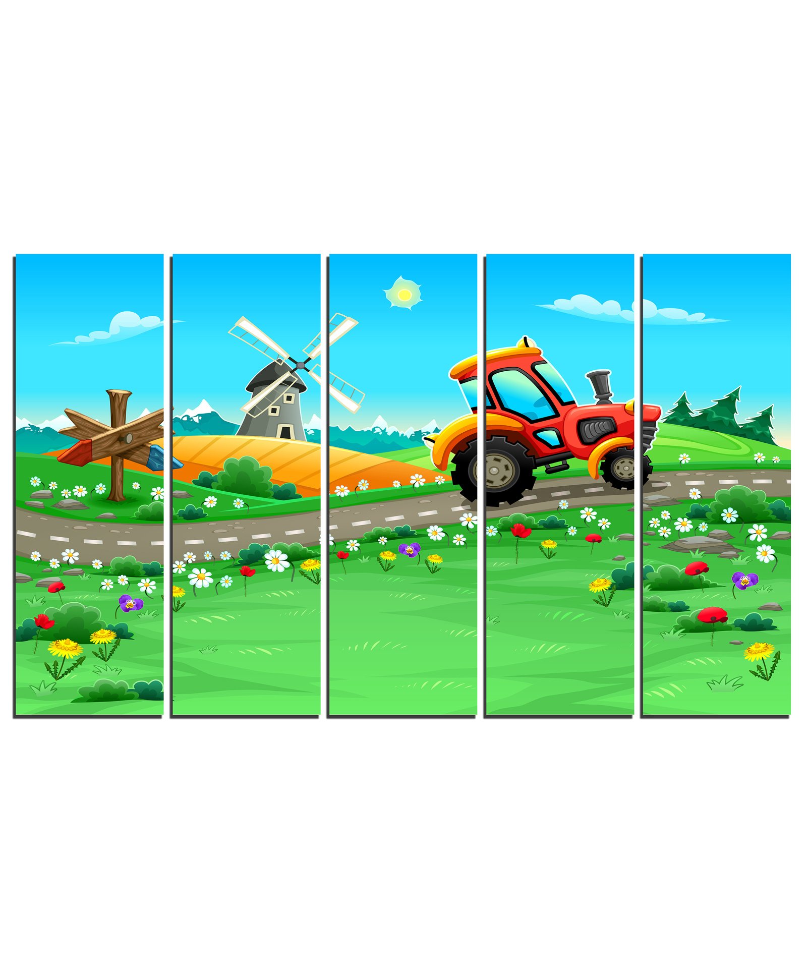 Wens Funny Landscape Velvet Laminated Wall Art With 5 Panels - Multicolor-image-19