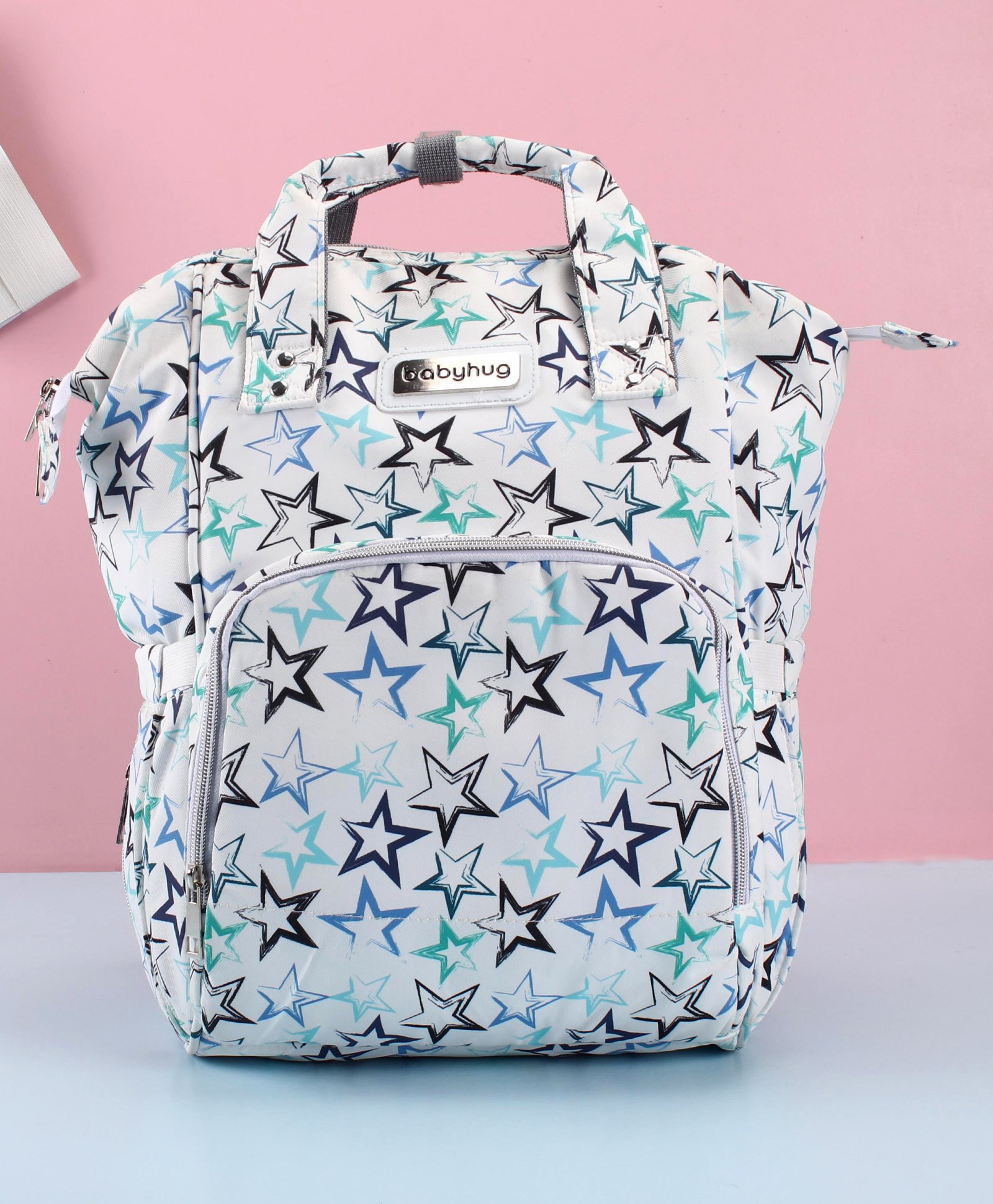 Babyhug Diaper Backpack Star Print - Blue-image-35
