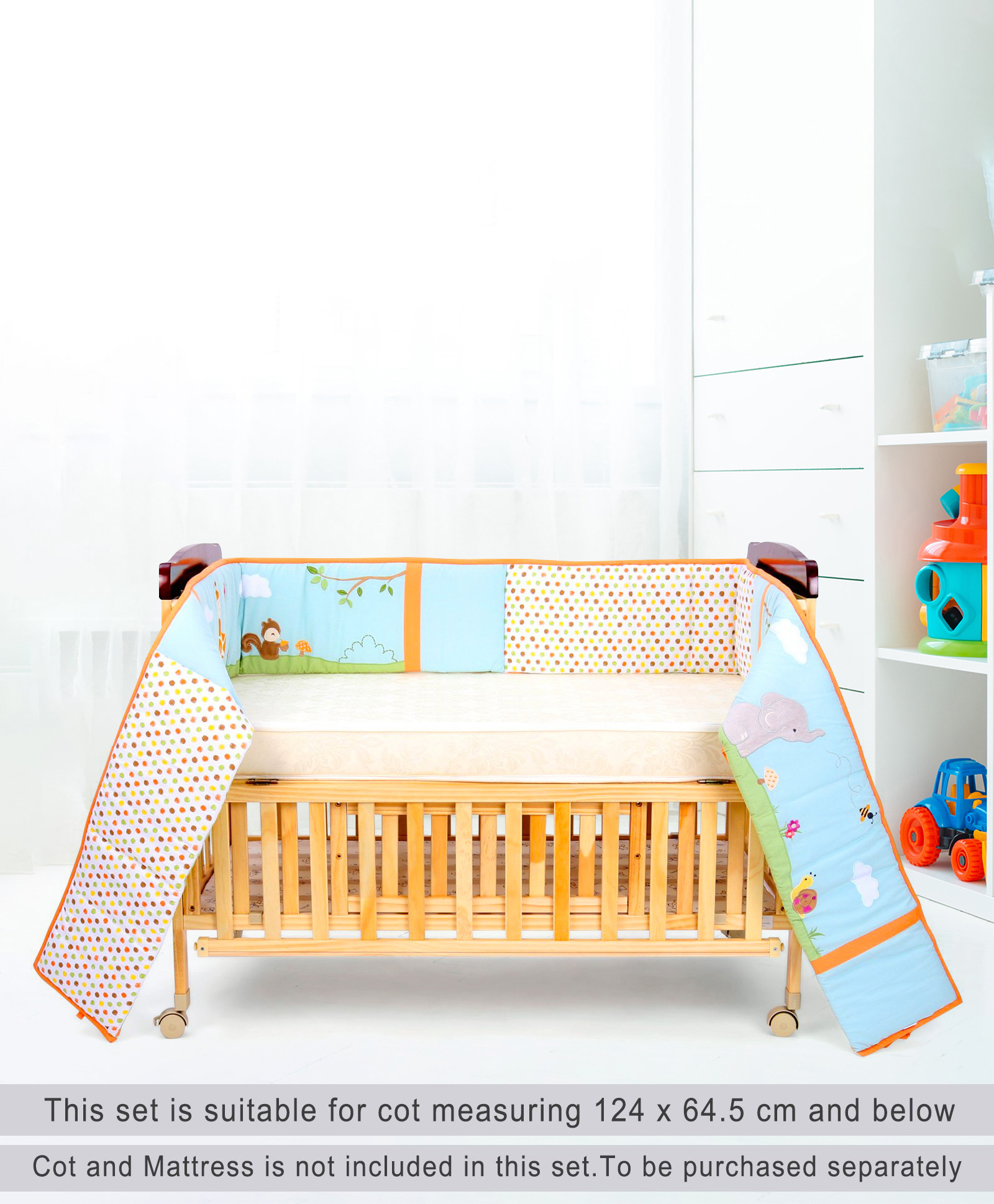Babyhug Premium Cotton Crib Bumper Regular -Jungle Theme (Cot not Included)-image-21