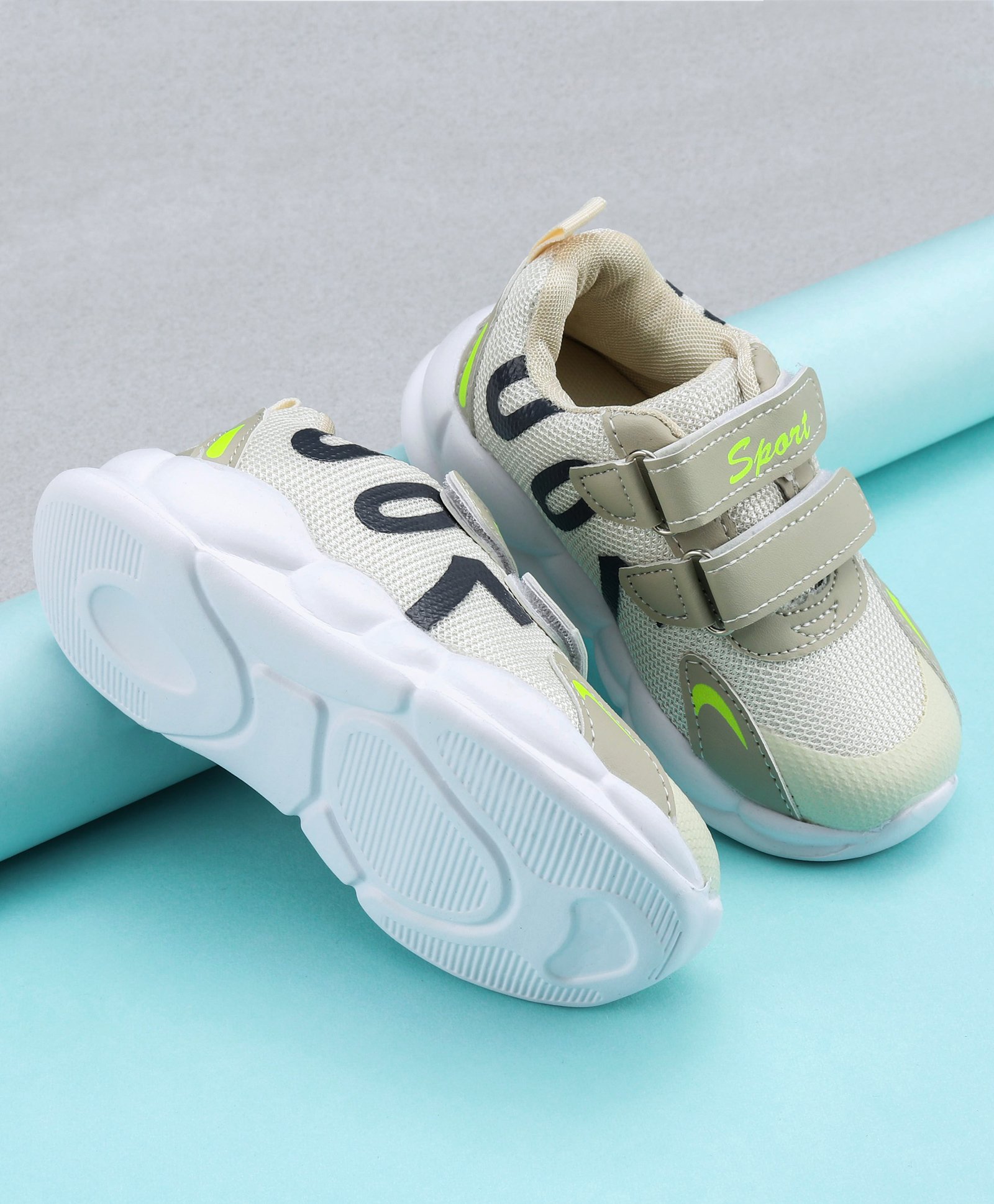 light green sports shoes