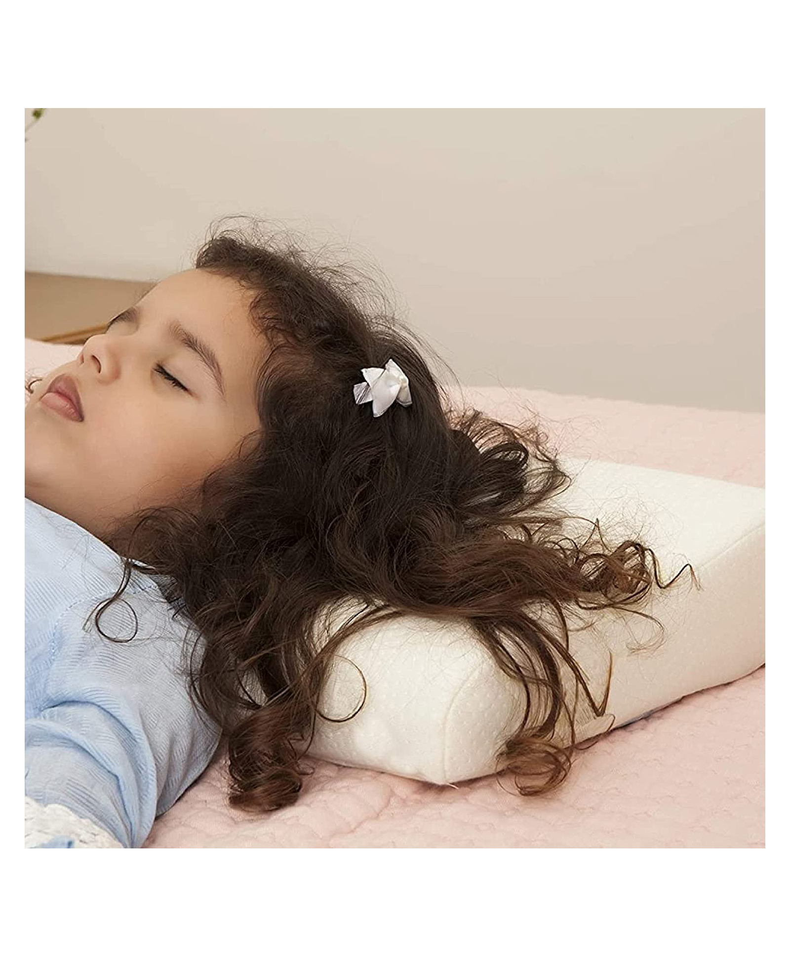 The White Willow Memory Foam Contour Soft Pillow for Kids with Organic Bamboo Removable Zip Cover - White-picture-16