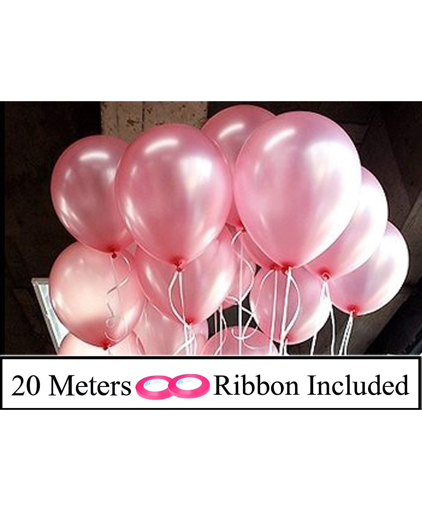 Amfin Metallic Latex Balloons With Ribbons Pack of 52 - Pink-image-30