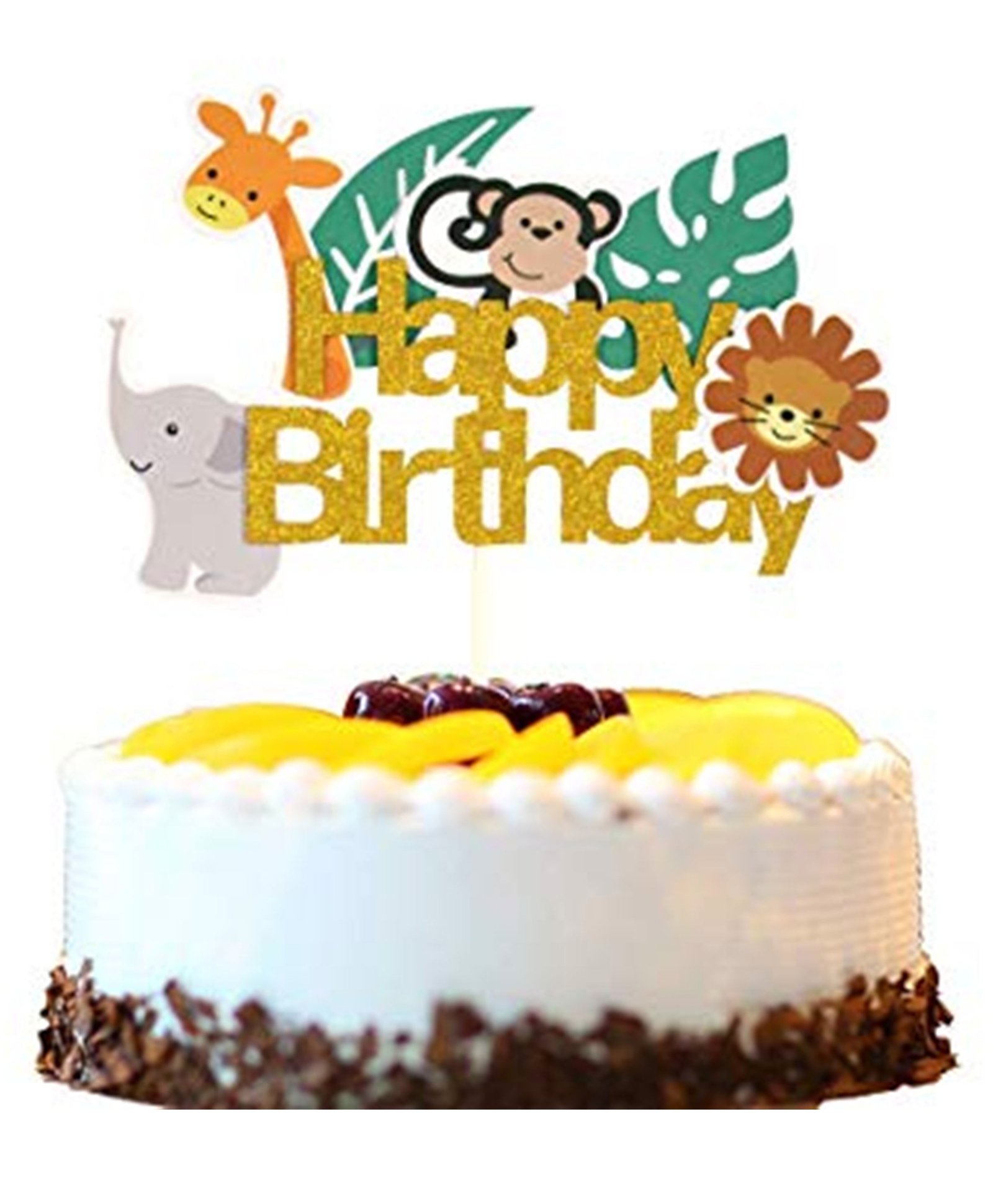 Funcart Jungle Theme Happy Birthday Cake Topper - Multicolor-image-4