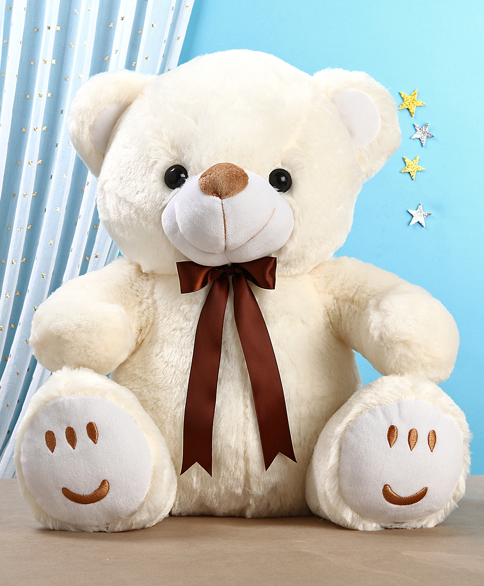 Teddy Bear Soft Toy with Bow Cream 