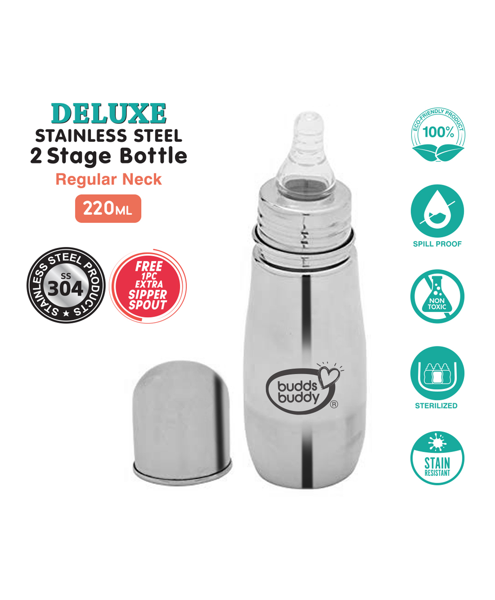 buddsbuddy steel feeding bottle