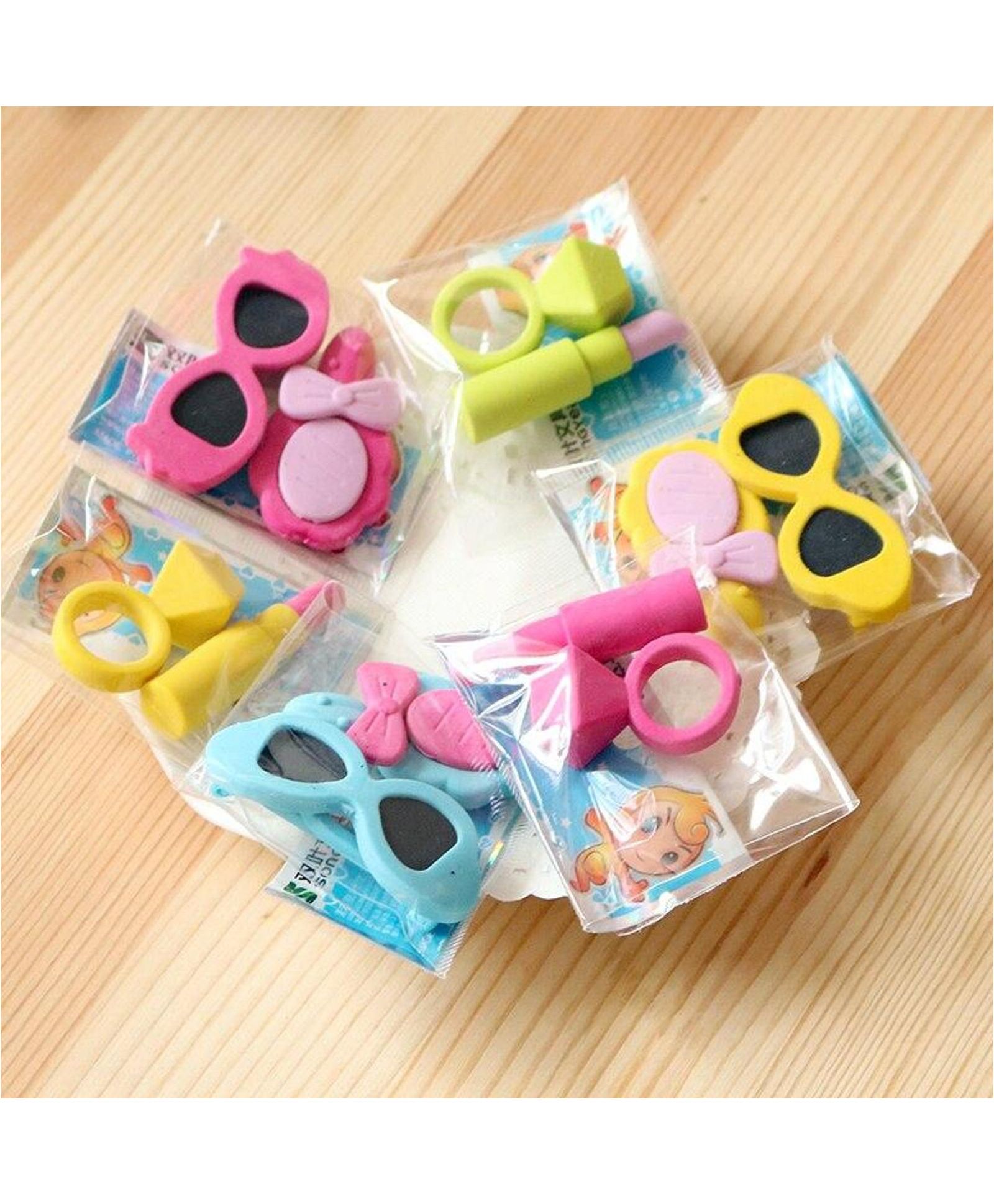 Funcart Goggle & Dimond Ring Eraser Set - Pack of 4 (Color May Vary)-picture-20