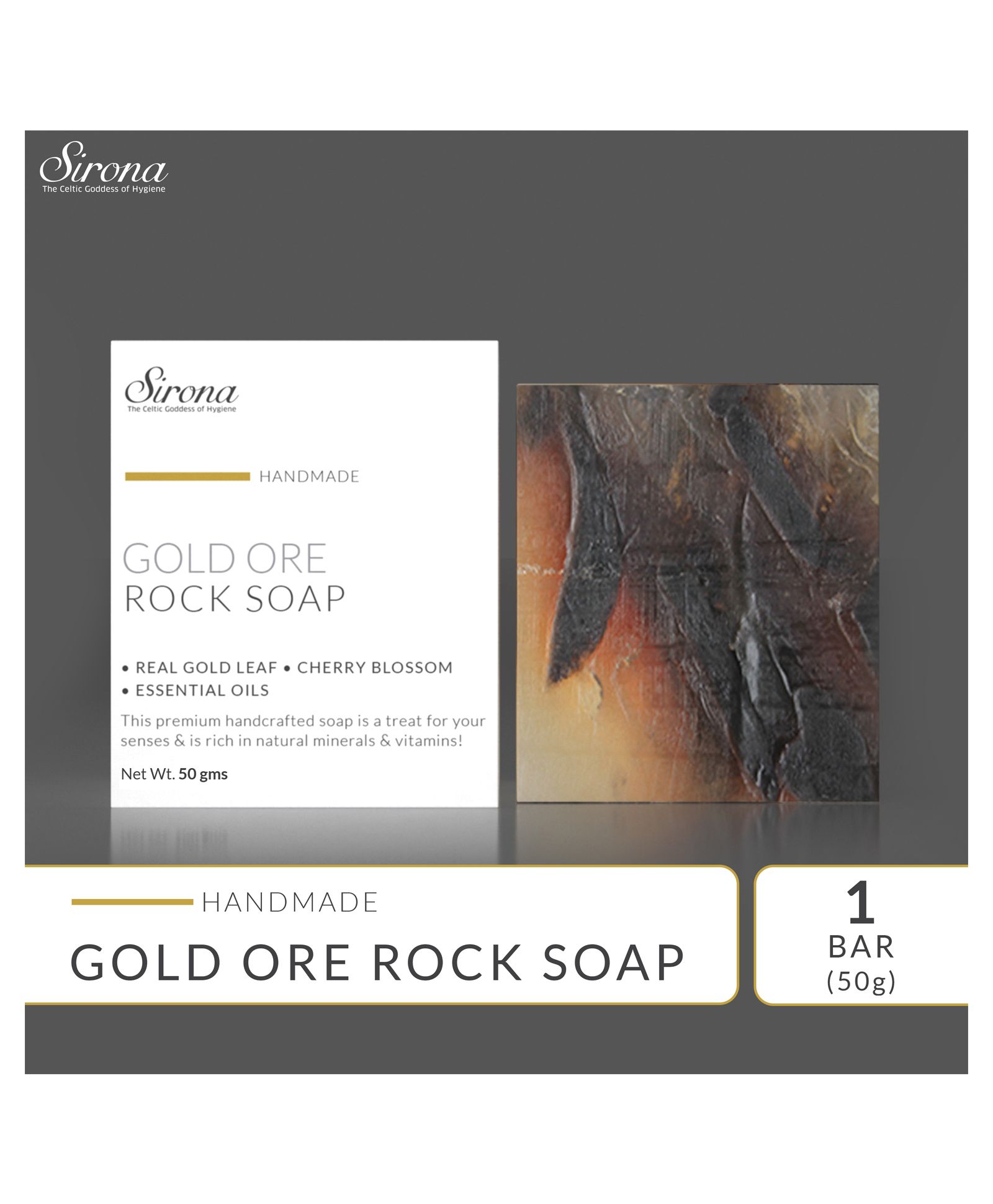 Sirona Handmade Gold Ore Rock Bath Soap Bar - 50 gm-picture-15