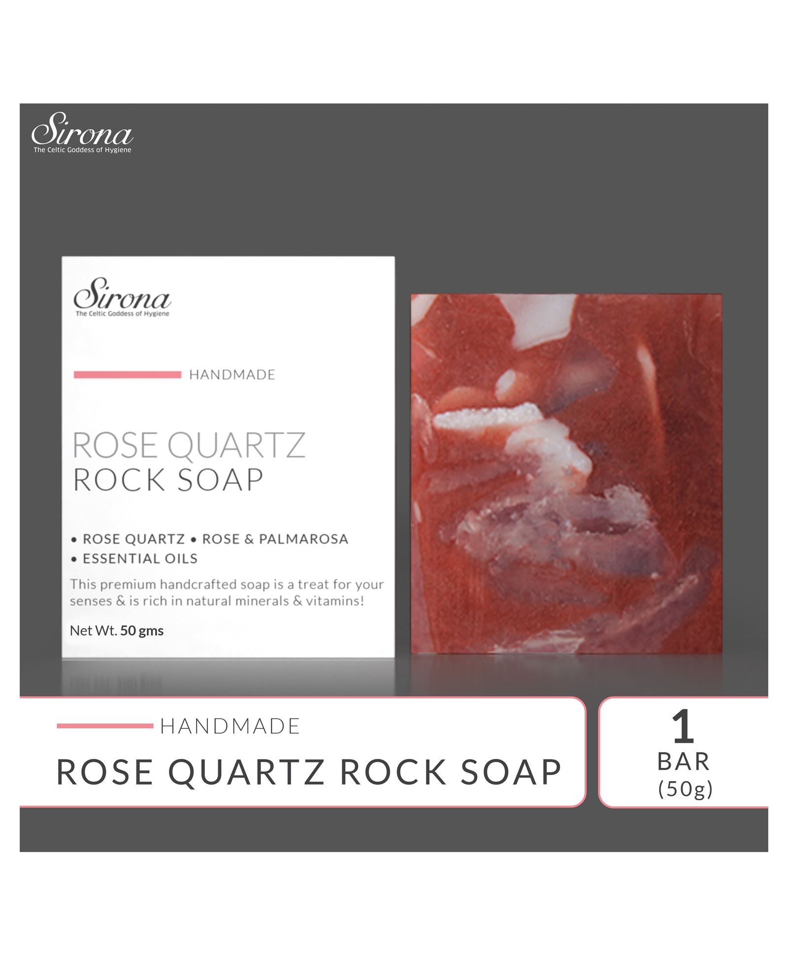 Sirona Handmade Rose Quartz Bath Soap Bar - 100 gm-picture-10