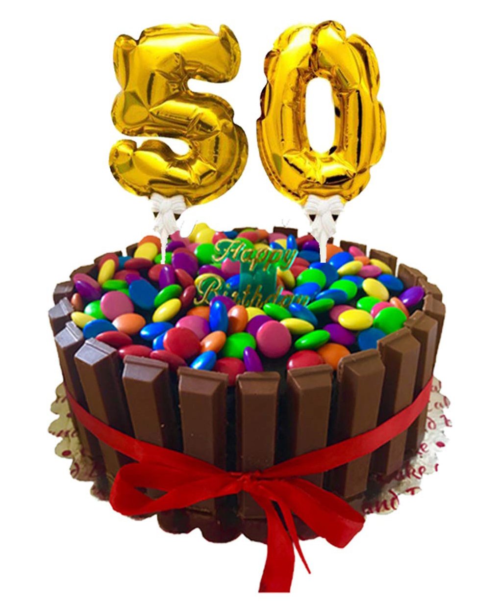 Amfin Numeric 50 Foil Balloon Cake Topper Pack of 2 - Golden-image-12