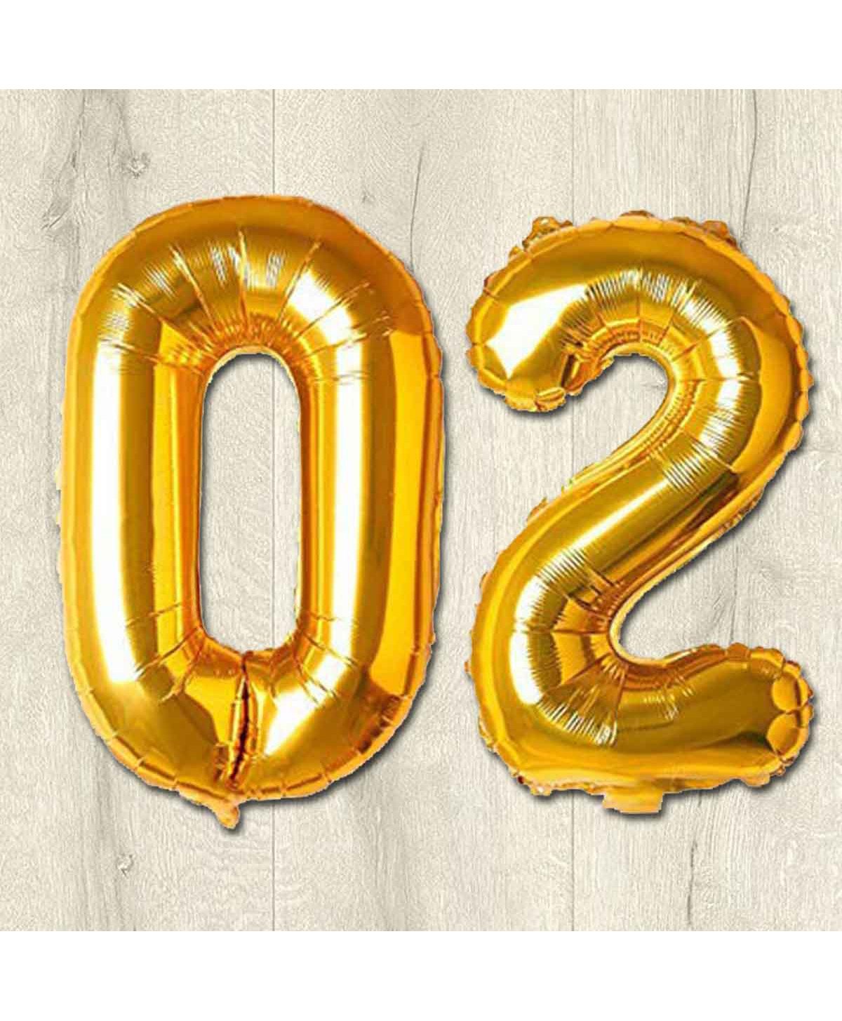 Shopperskart 02 Number Foil Balloon with Straw - Golden-image-4