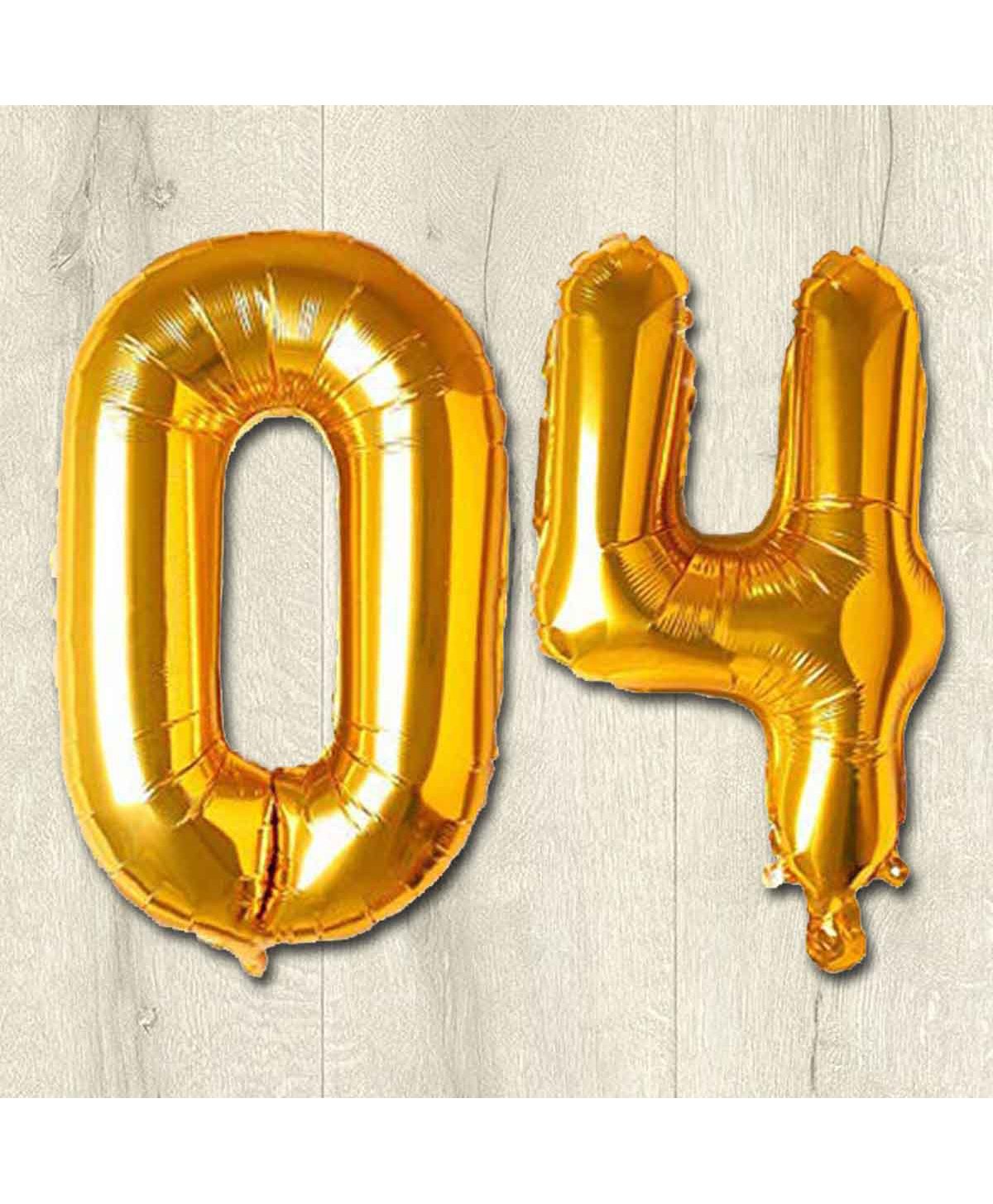 Shopperskart 04 Number Foil Balloon with Straw - Golden-image-39