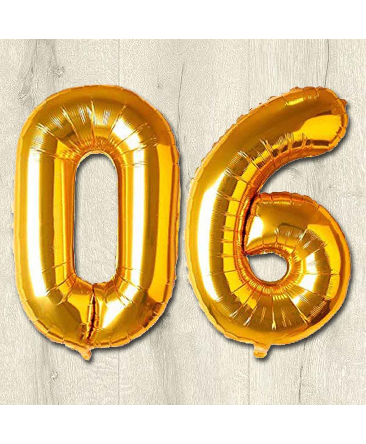 Shopperskart 06 Number Foil Balloon with Straw - Golden-image-41