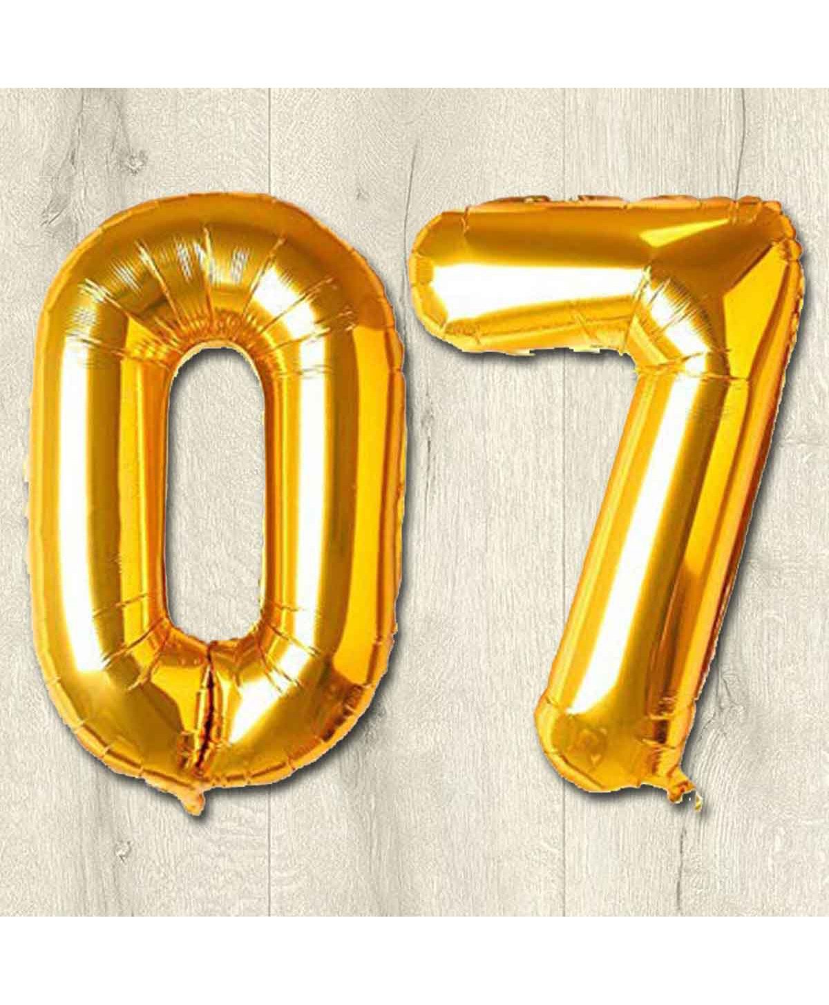 Shopperskart 07 Number Foil Balloon with Straw - Golden-image-30