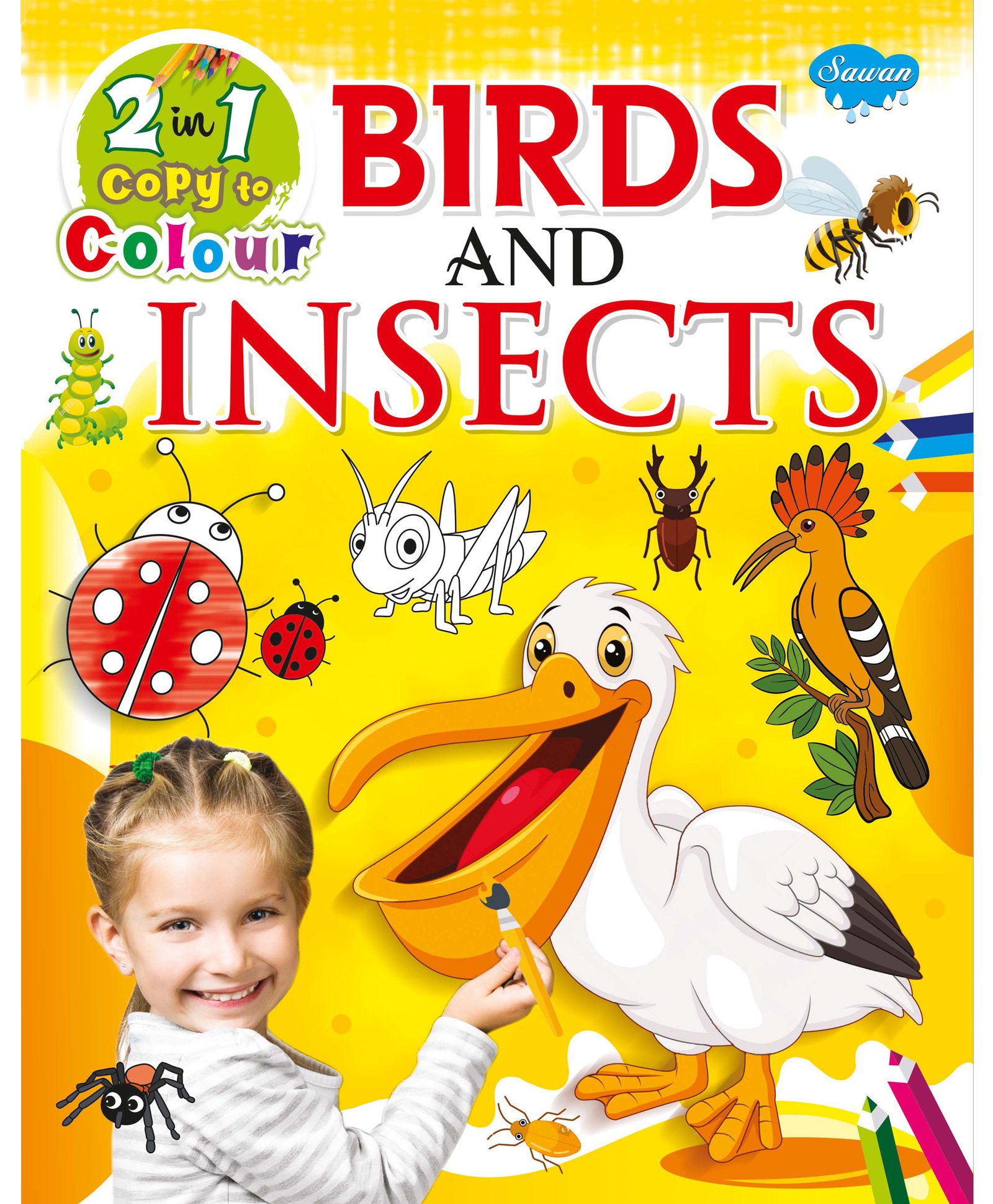 Sawan 2 In 1 Copy to Colour Birds and Insects Book  - English-picture-25