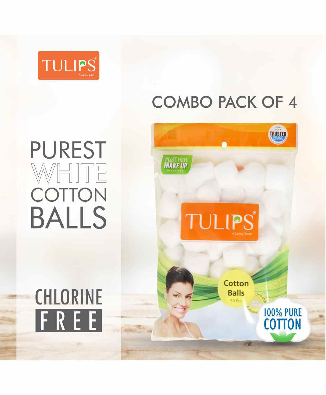 Tulips White Cotton Balls Pack of 4 - 50 Pieces Each-picture-28