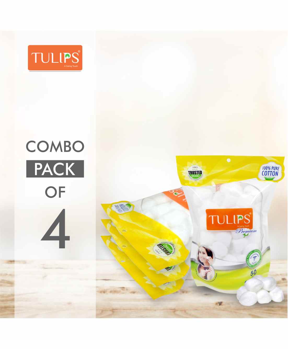 Tulips Premium White Cotton Balls Pack of 4 - 50 Pieces Each-image-22