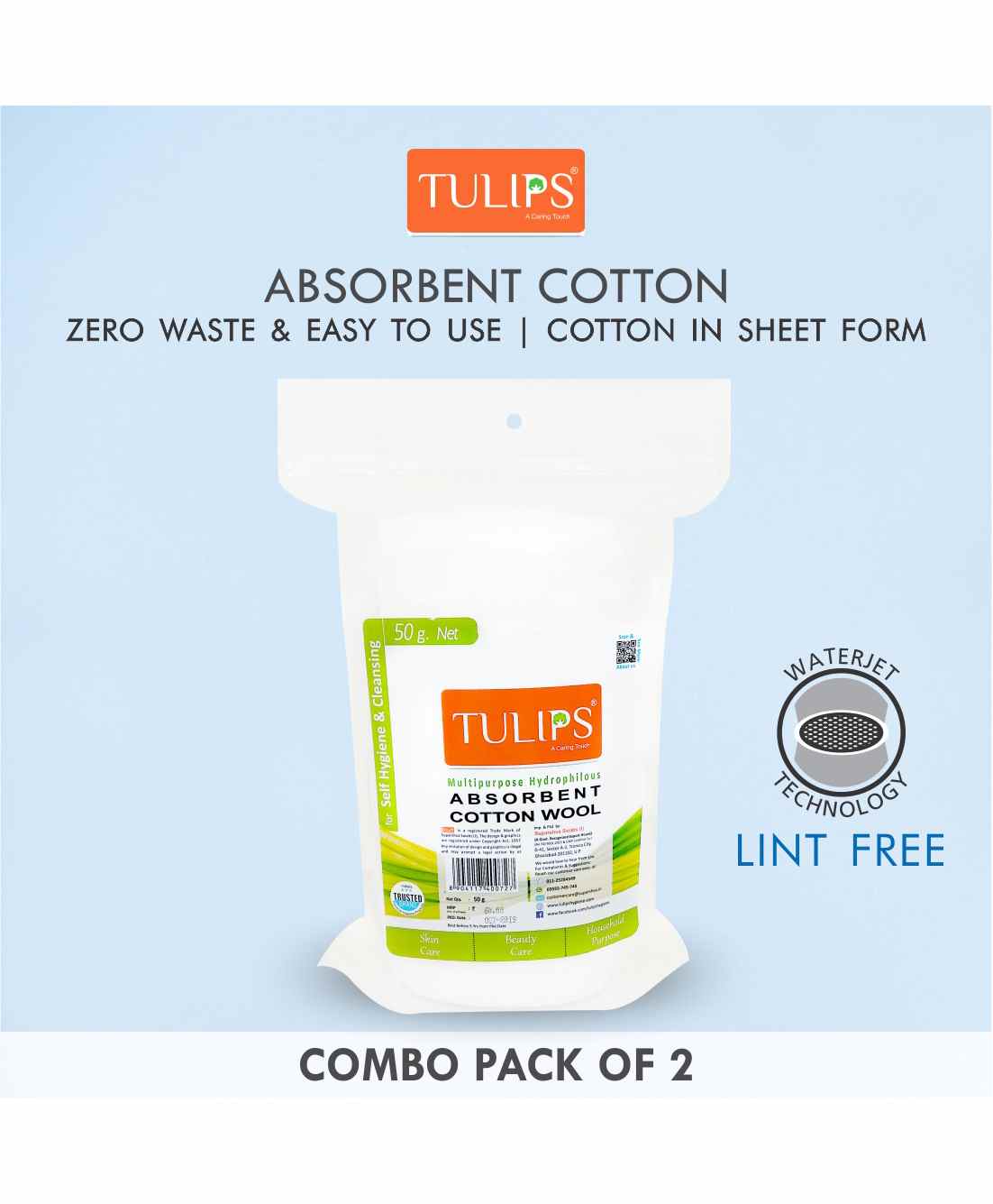 Tulips Absorbent Cotton Wool Pack of 2 - 50 Gm Each-image-28
