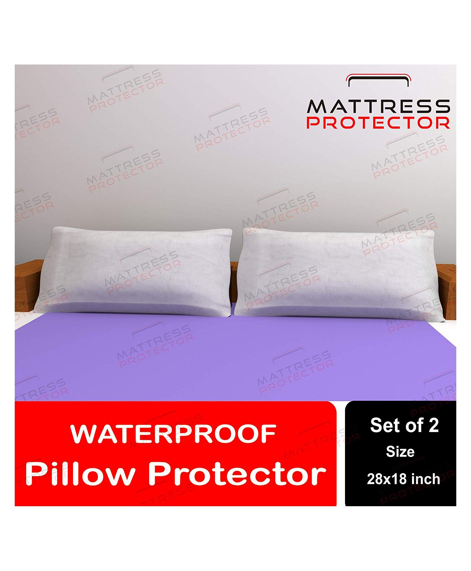 Mattress Protector Water Proof Washable Pillow Protection Covers Breathable Fabric With zipper Protect from Hair Oil and other spills 100% Cotton (28 x 18 inches) Pack Of 2 - (White)-image-45