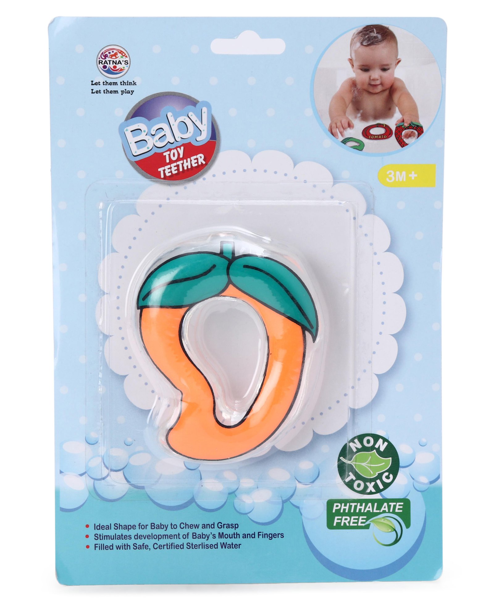 Ratnas Mango Shape Water Filled Teether - Orange-image-13
