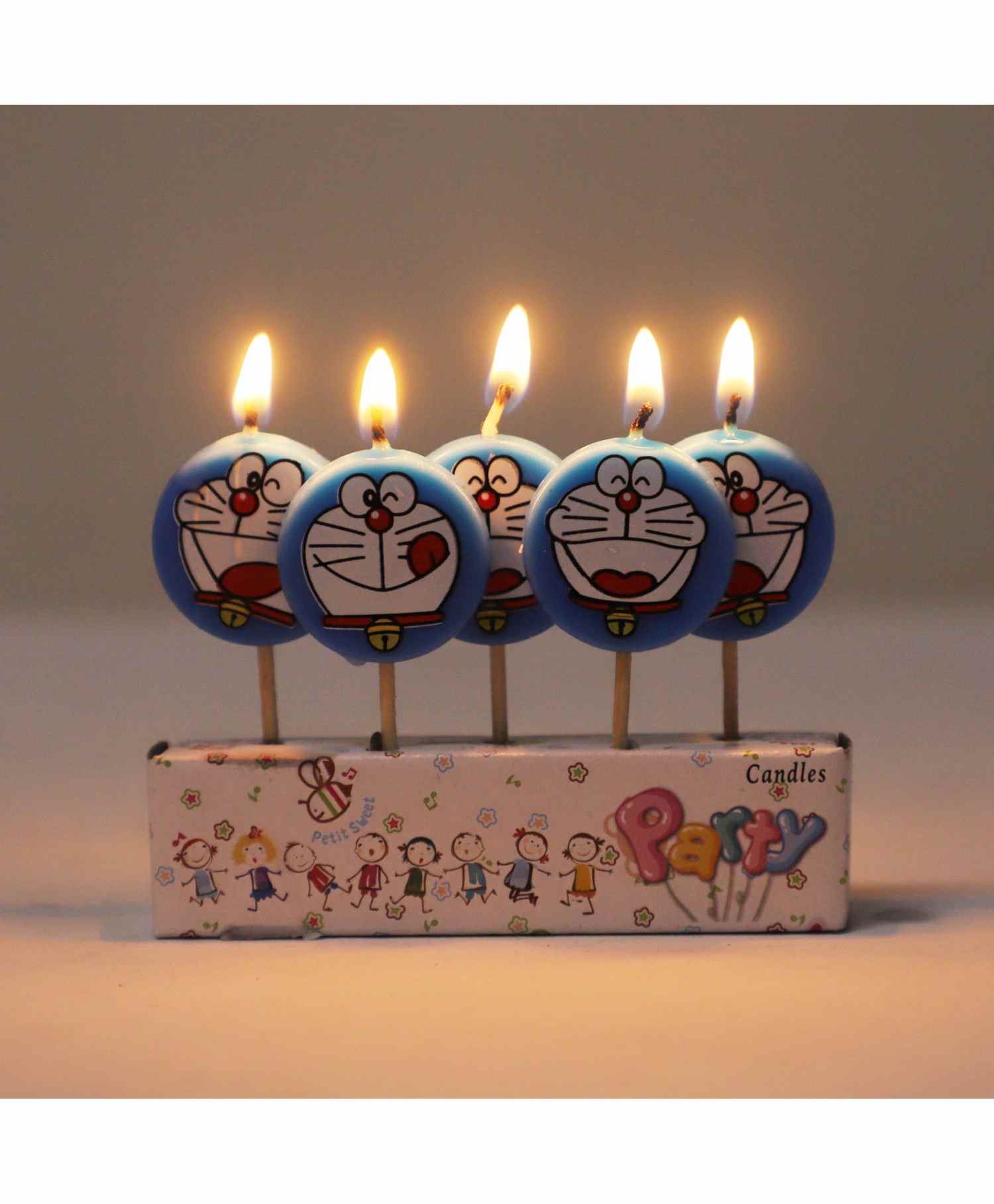 Funcart Doraemon Theme Tooth Pick Candles Blue - 5 Pieces-image-38