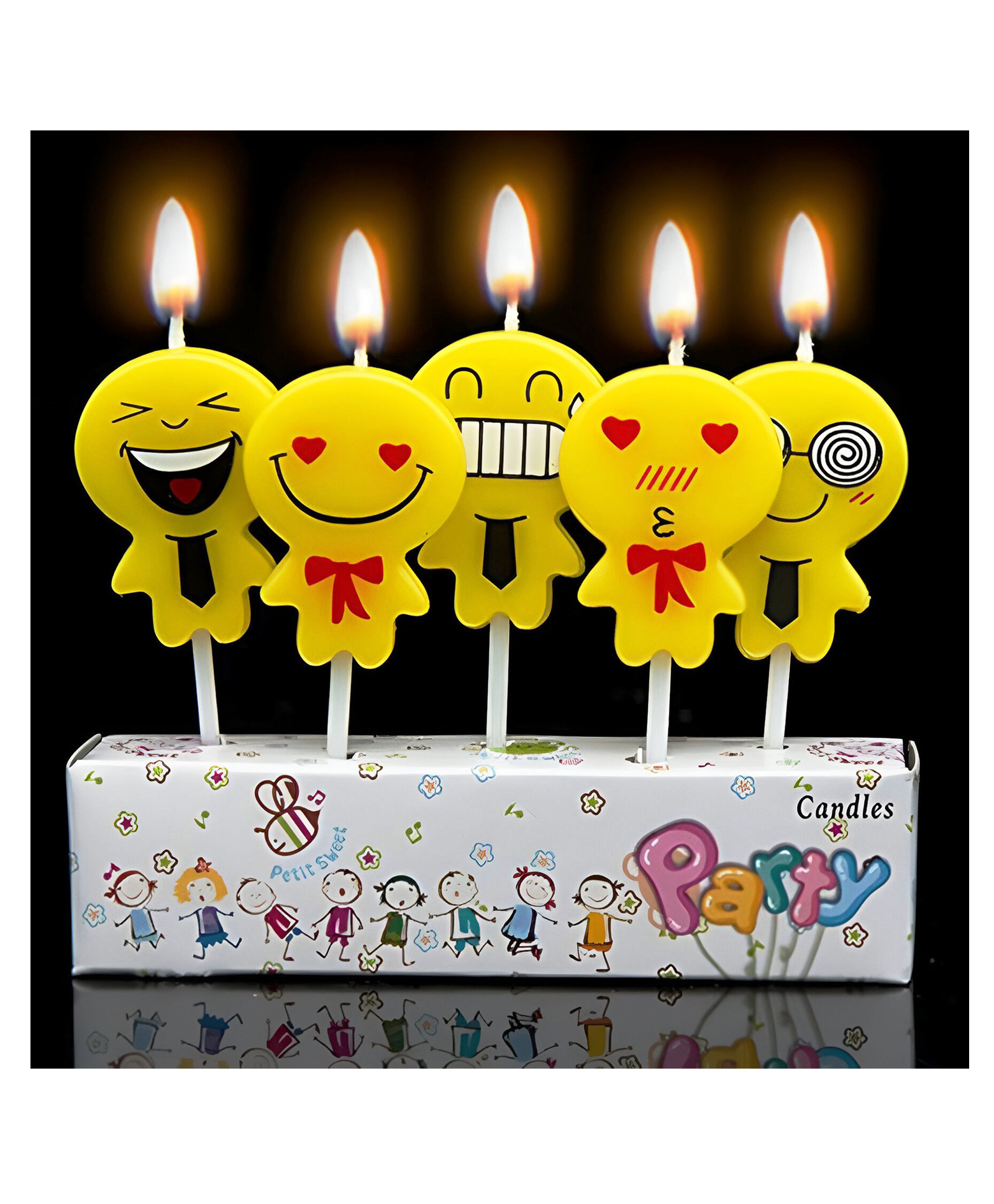 Funcart Smiley Candles Yellow - 5 Pieces-picture-20