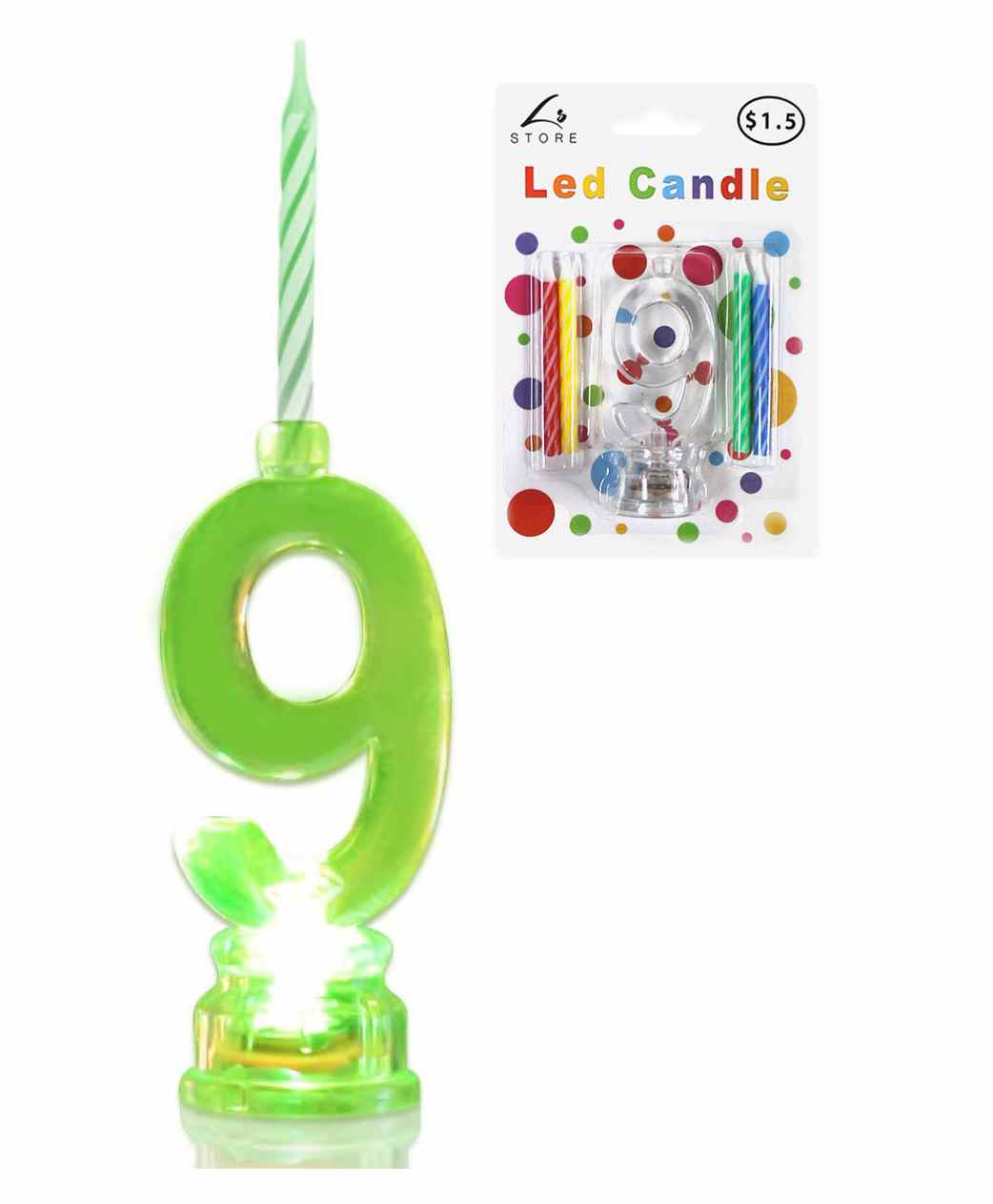 Funcart Number 9 LED Candle Holder With Traditional Candles Multicolour - 4 Pieces-picture-37
