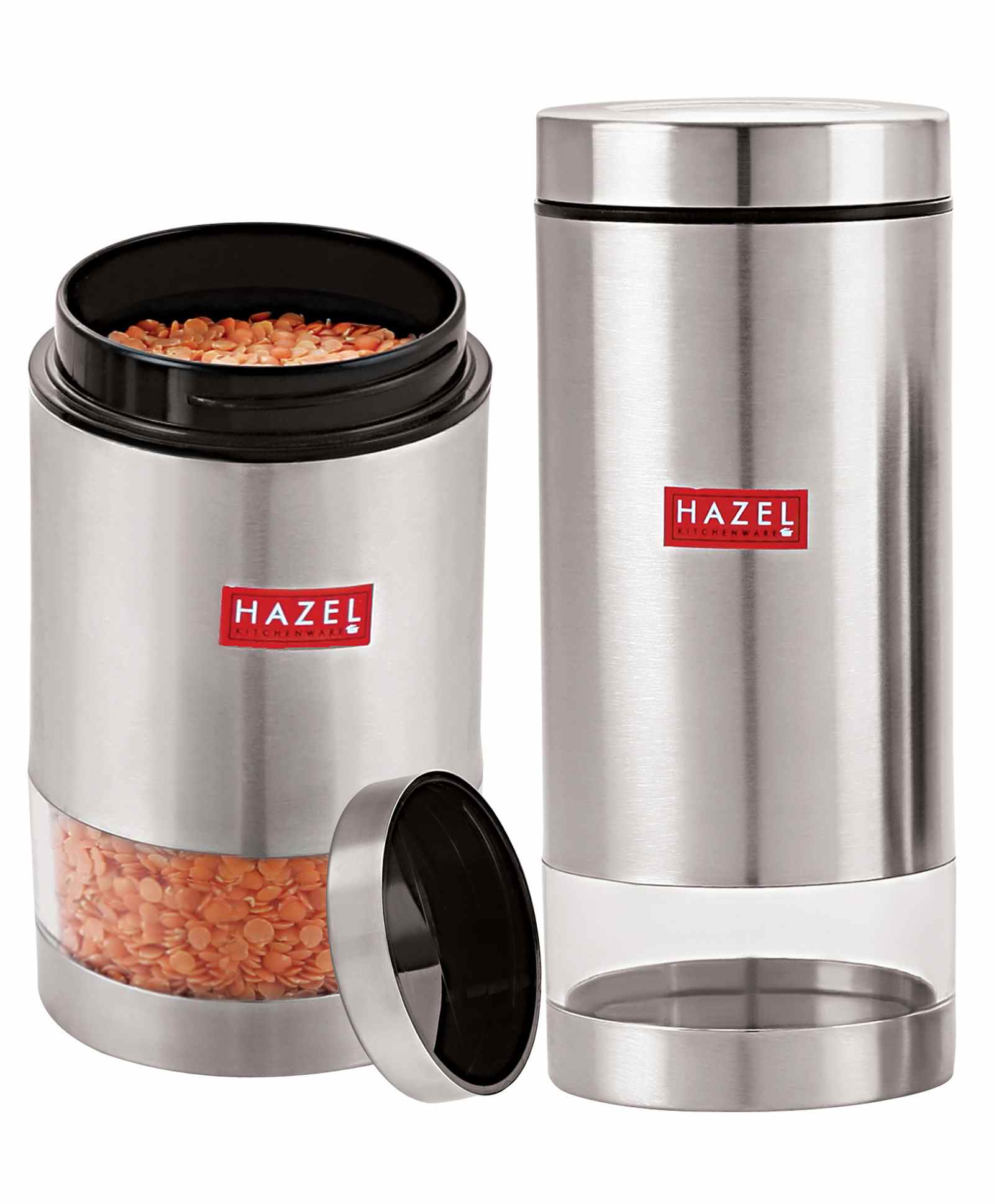 Hazel Stainless Steel Containers Set of 2 - Silver-picture-49