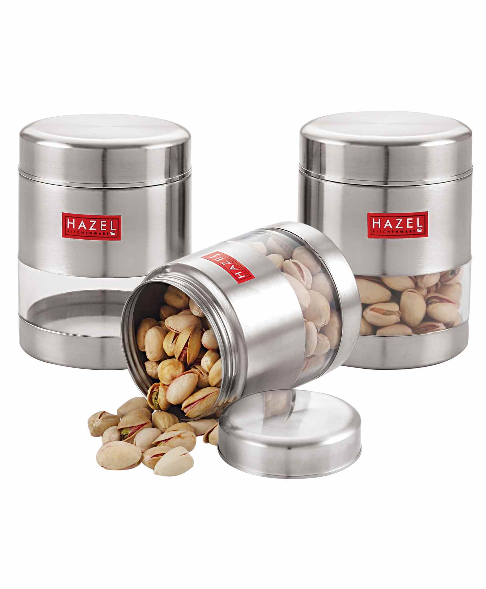 Hazel Stainless Steel Transparent Container Set of 3 Silver - 400 ml each-picture-14