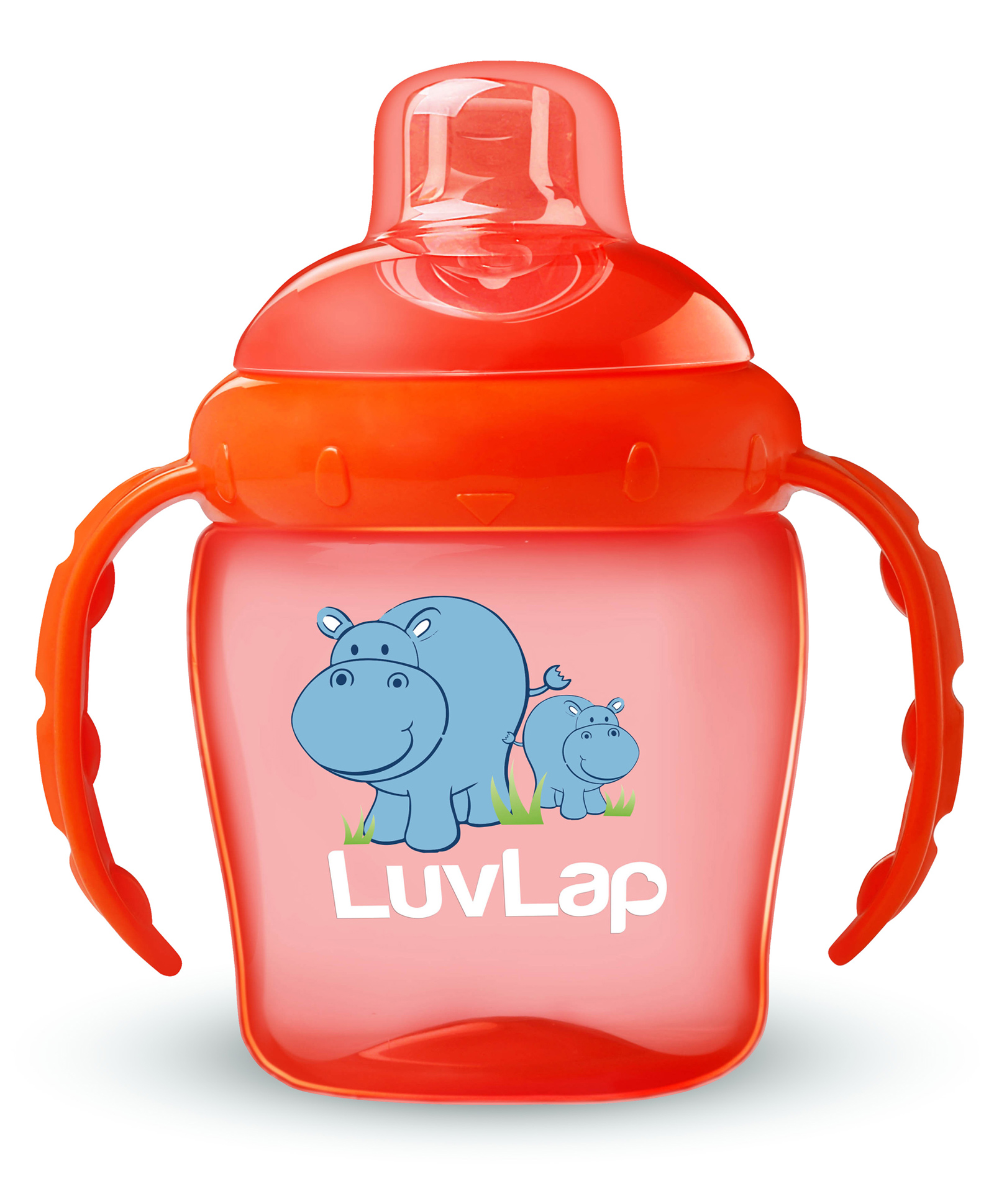 LuvLap Twin Handle Sipper Cup with Hippo Print Orange - 225 ml-picture-39