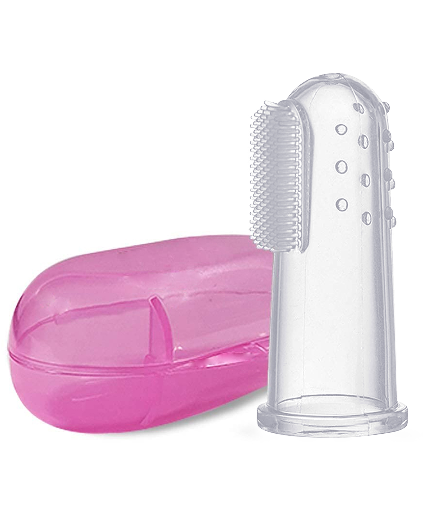 LuvLap Baby Finger Toothbrush With Case - Pink