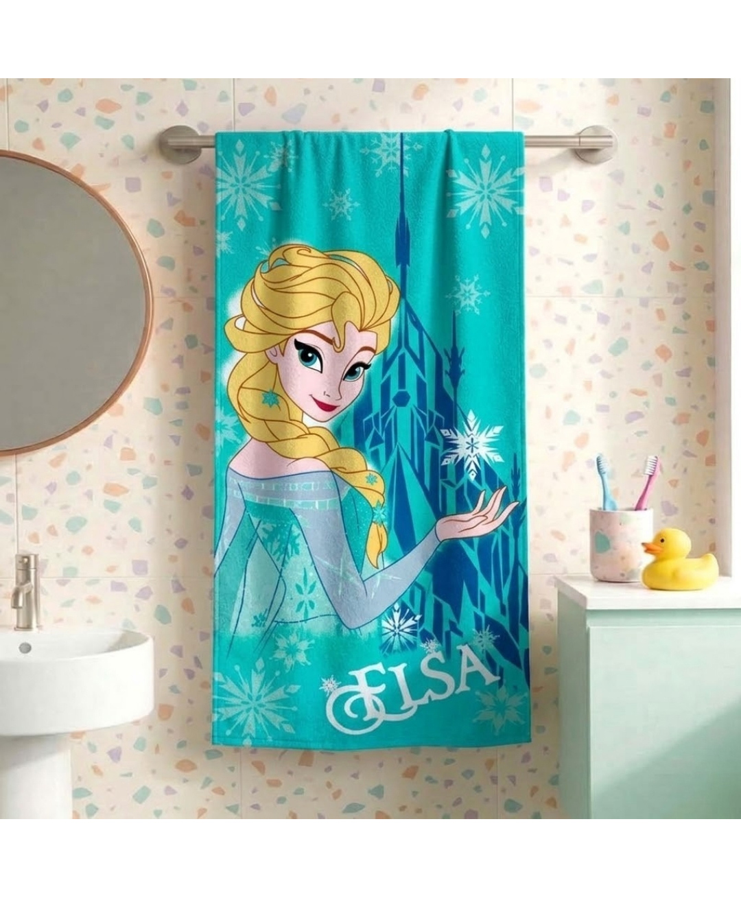 Athom Trendz Disney Frozen Cotton Bath Towel - Sea Green-image-10