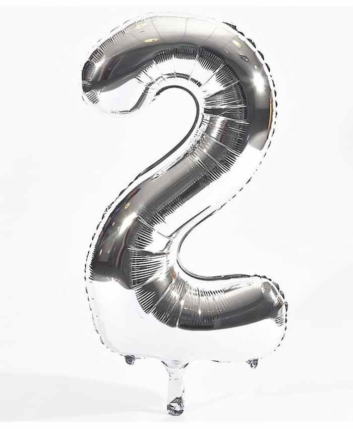 Funcart 28 Inches Number 2 Foil Balloon - Silver-image-32