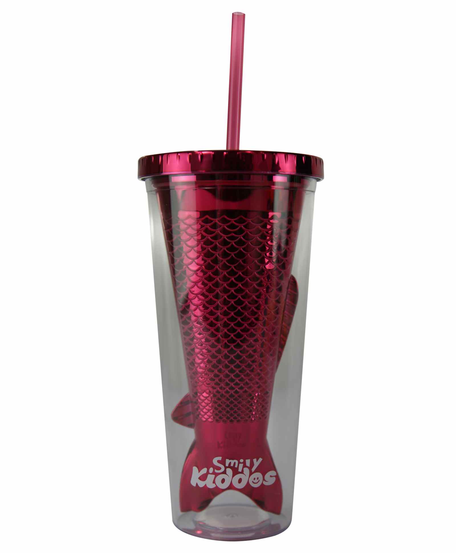 Smilykiddos Tumbler With Straw Mermaid Design Pink - 400 ml-image-31