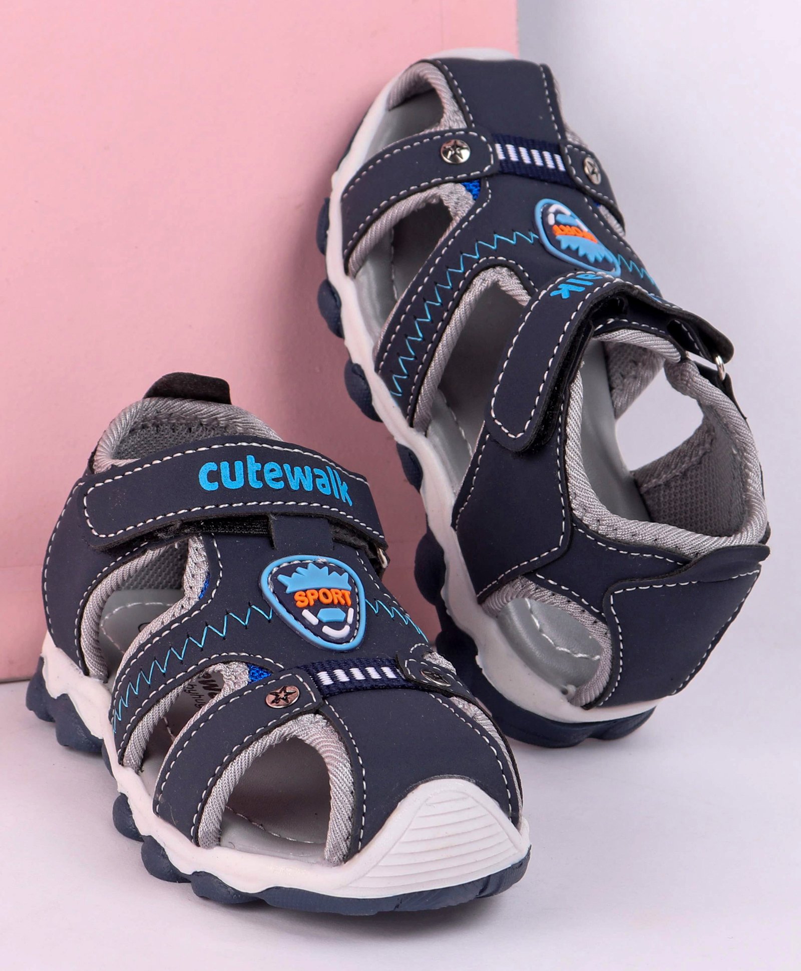 navy blue closed toe sandals