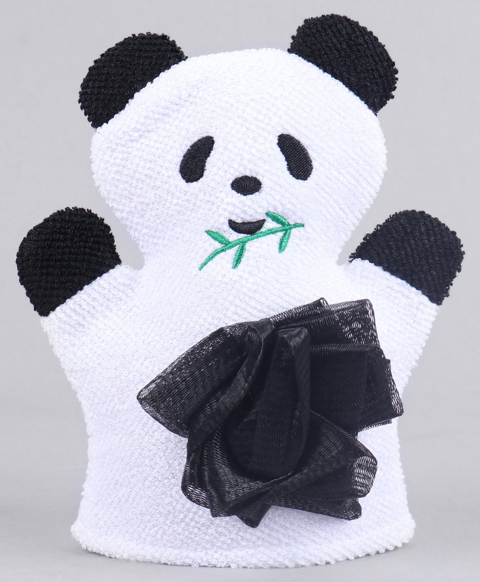 fab n funky Panda Shaped Bath Glove With Loofa - Black White-picture-28