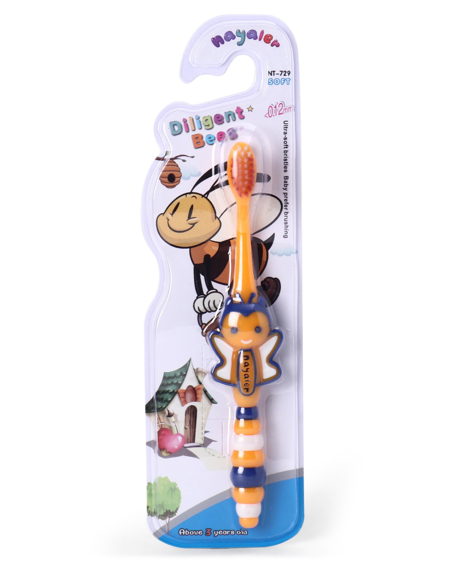 Toothbrush With Ultra Soft Bristles Bee Design - Orange Blue-image-11