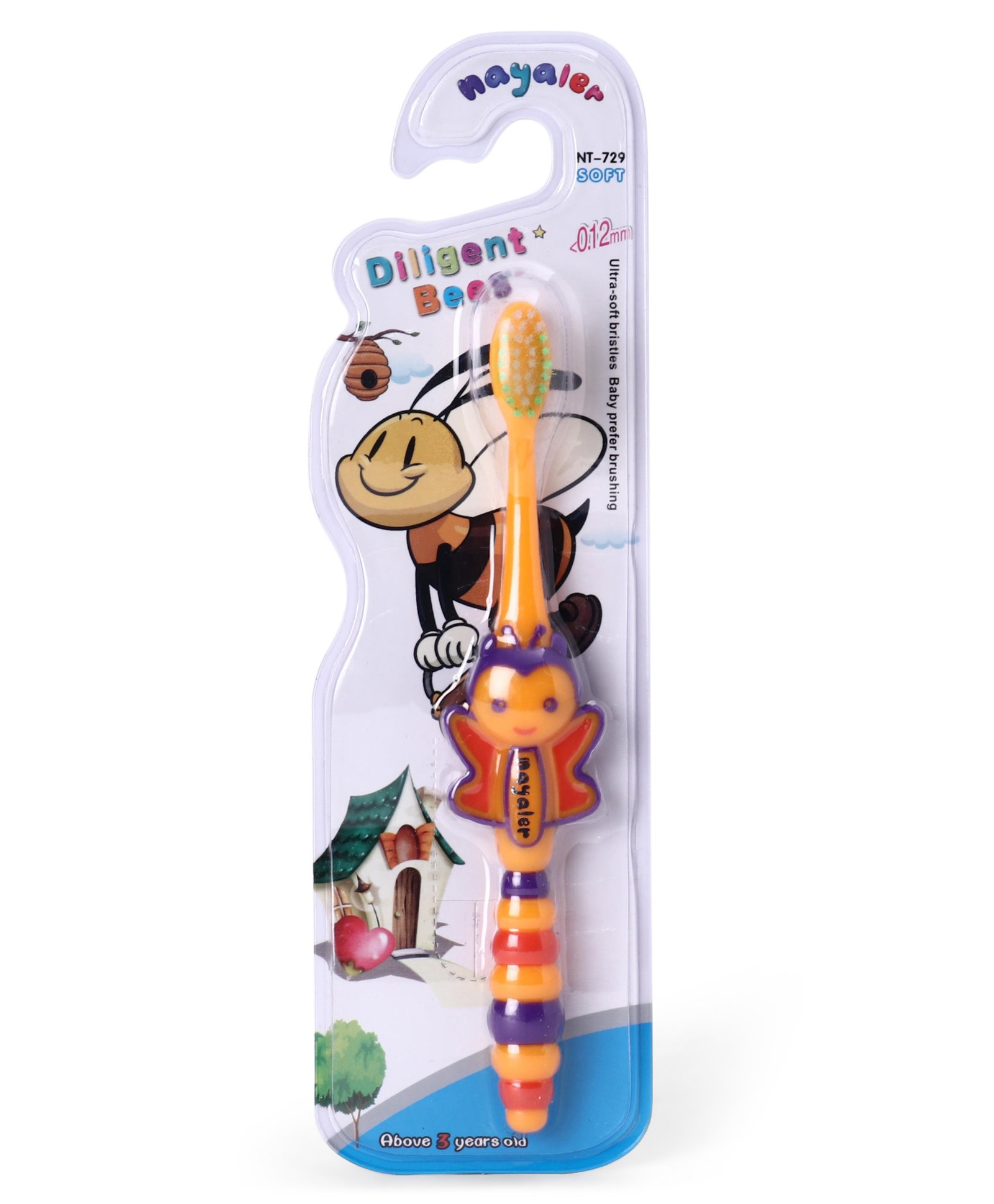 fab n funky Toothbrush With Ultra Soft Bristles Bee Design - Orange Purple-picture-28