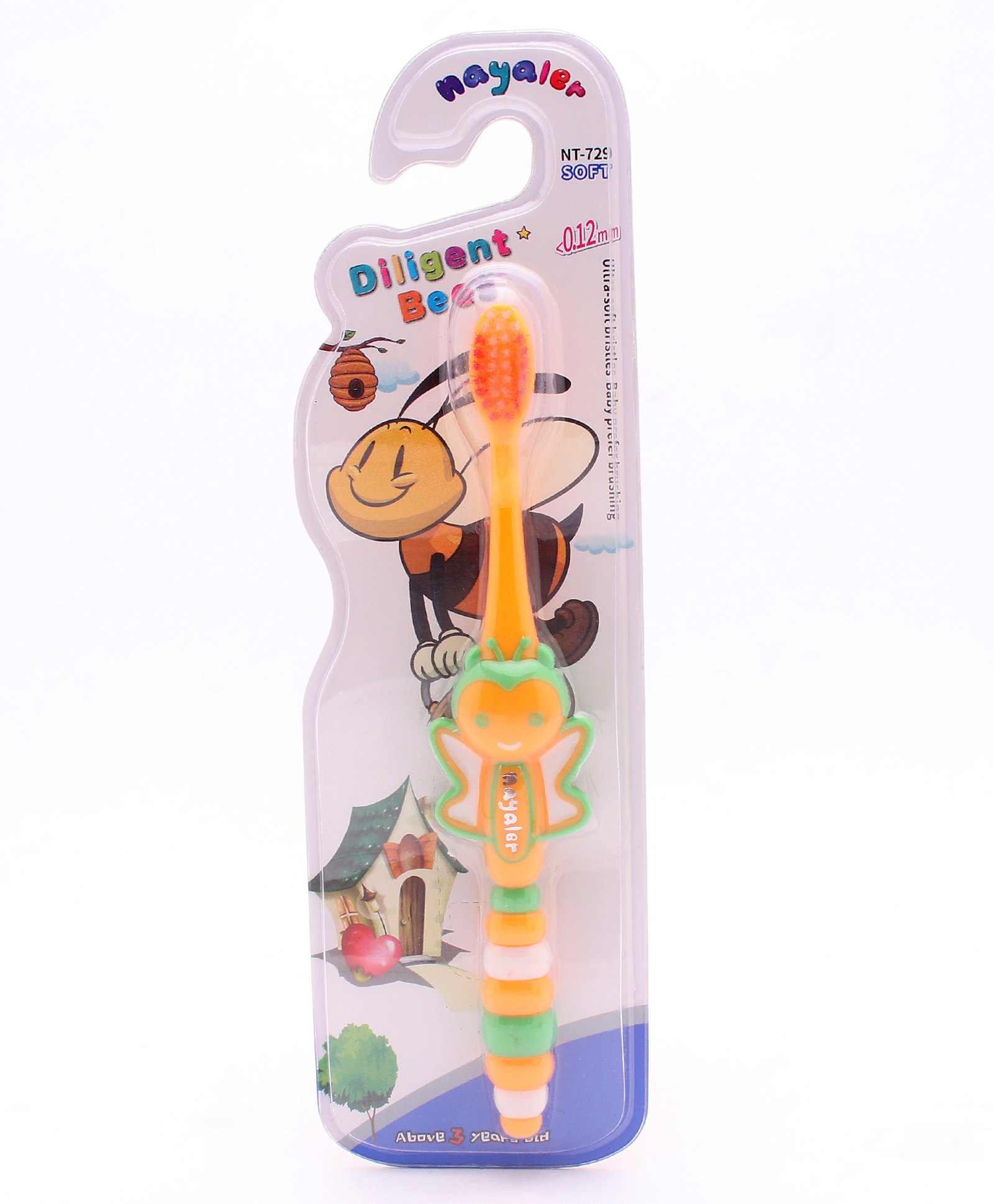Toothbrush With Ultra Soft Bristles Bee Design - Orange Red-image-7