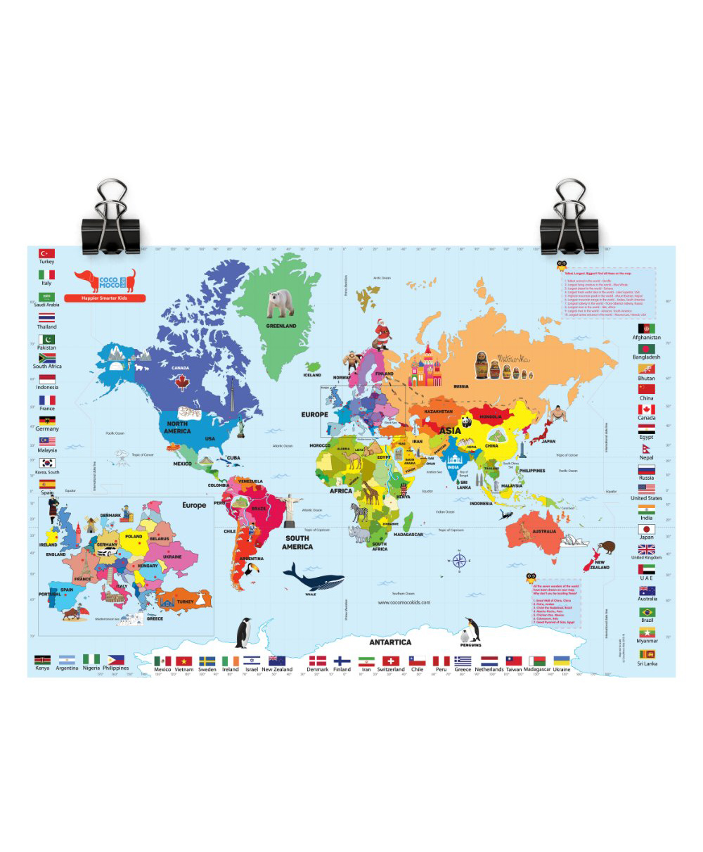Cocomoco Kids Hop Around the World - Giant World Map Twister Game-picture-14