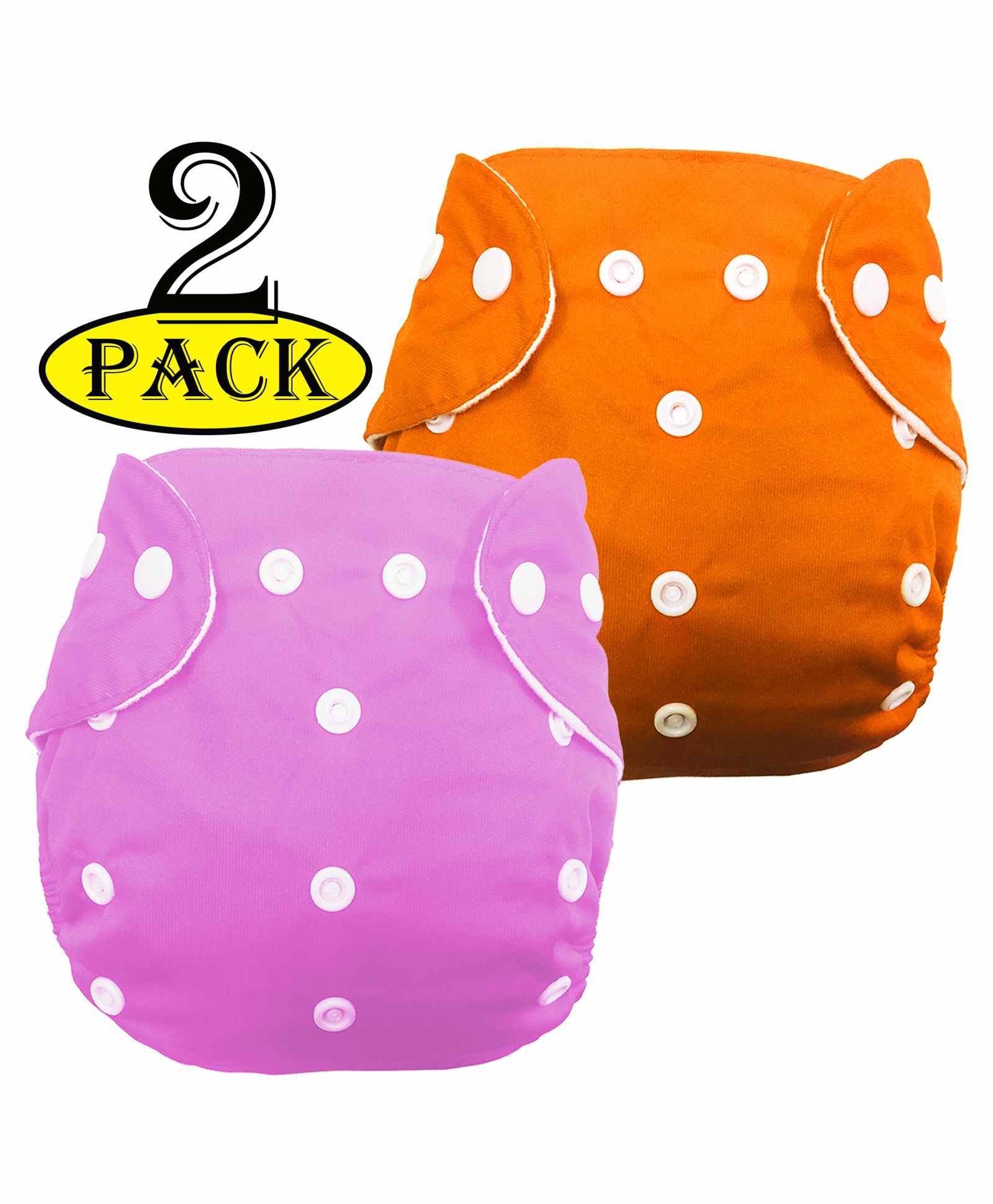 BabyMoon Reusable Cloth Diaper Set of 2 - Pink & Orange (No Insert )-picture-30