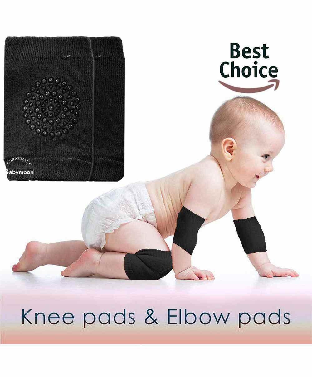 BabyMoon Anti Slip Stretchable Knee Cap Or Elbow Safety Protector - Black-image-7