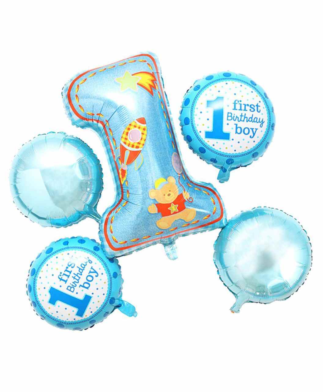 Amfin First Birthday Boy Polka Foil Balloons Blue - Pack of 5-image-23