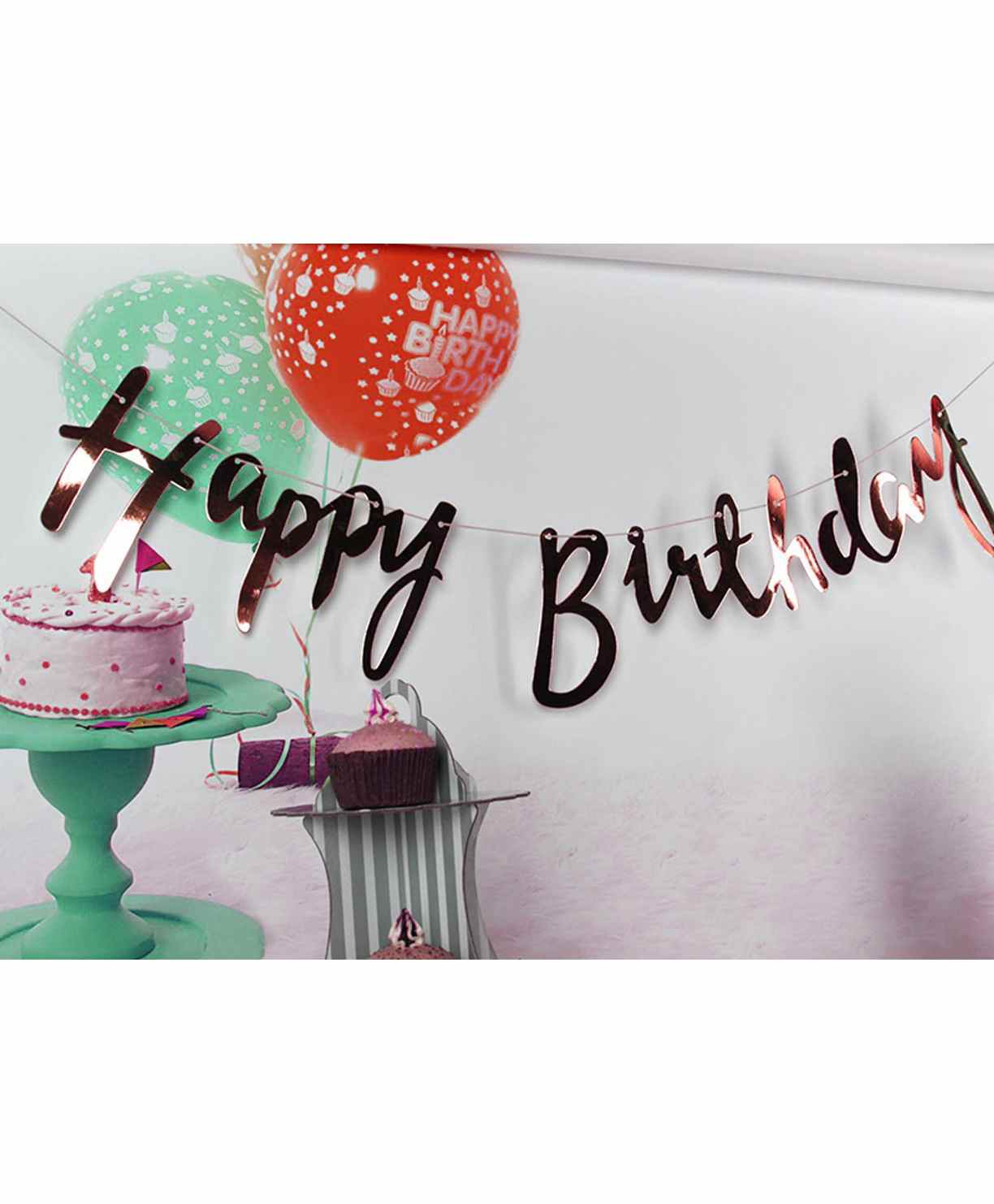 Amfin Happy Birthday Banner Rose Golden - 198 cm-image-40