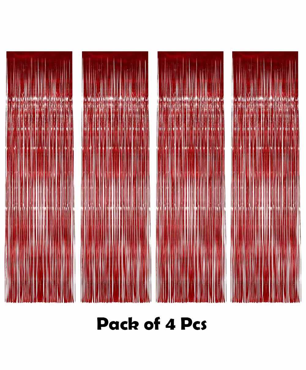 Shopperskart Shimmer Curtain Decorations Red - Pack of 4-image-47