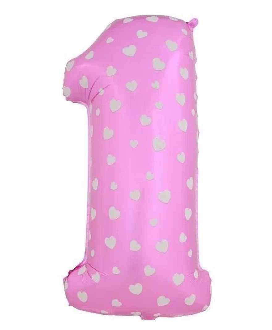 Amfin Number One 17 Inches Foil Balloon Heart Print - Pink-picture-24