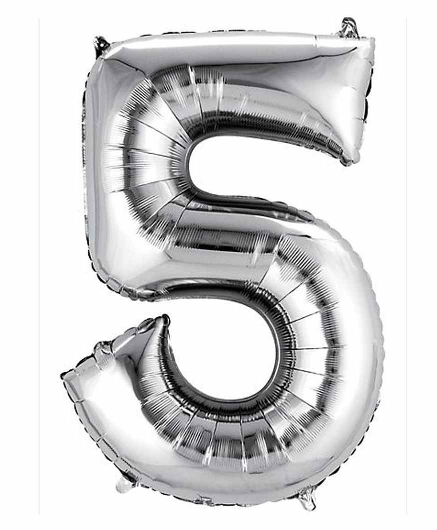 Amfin Number Five 17 Inches Foil Balloon - Silver-picture-26