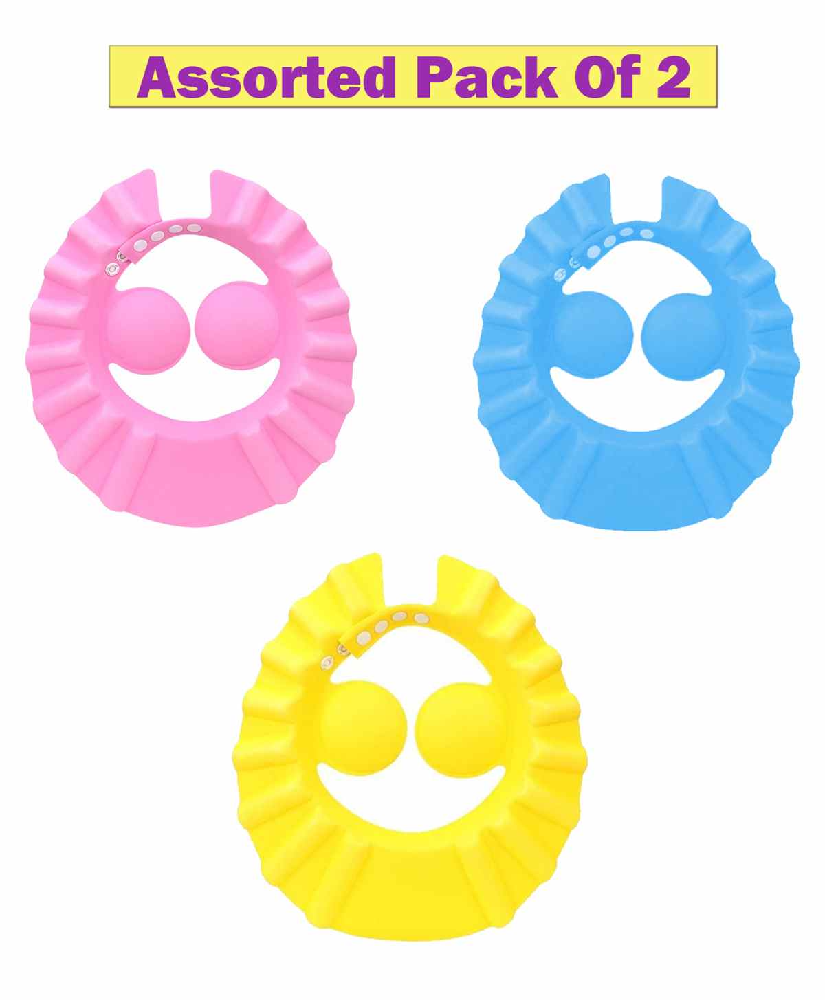 Syga Shampoo Bath Cap With Adjustable Fasteners Pack Of 2 - Multicolor-image-4