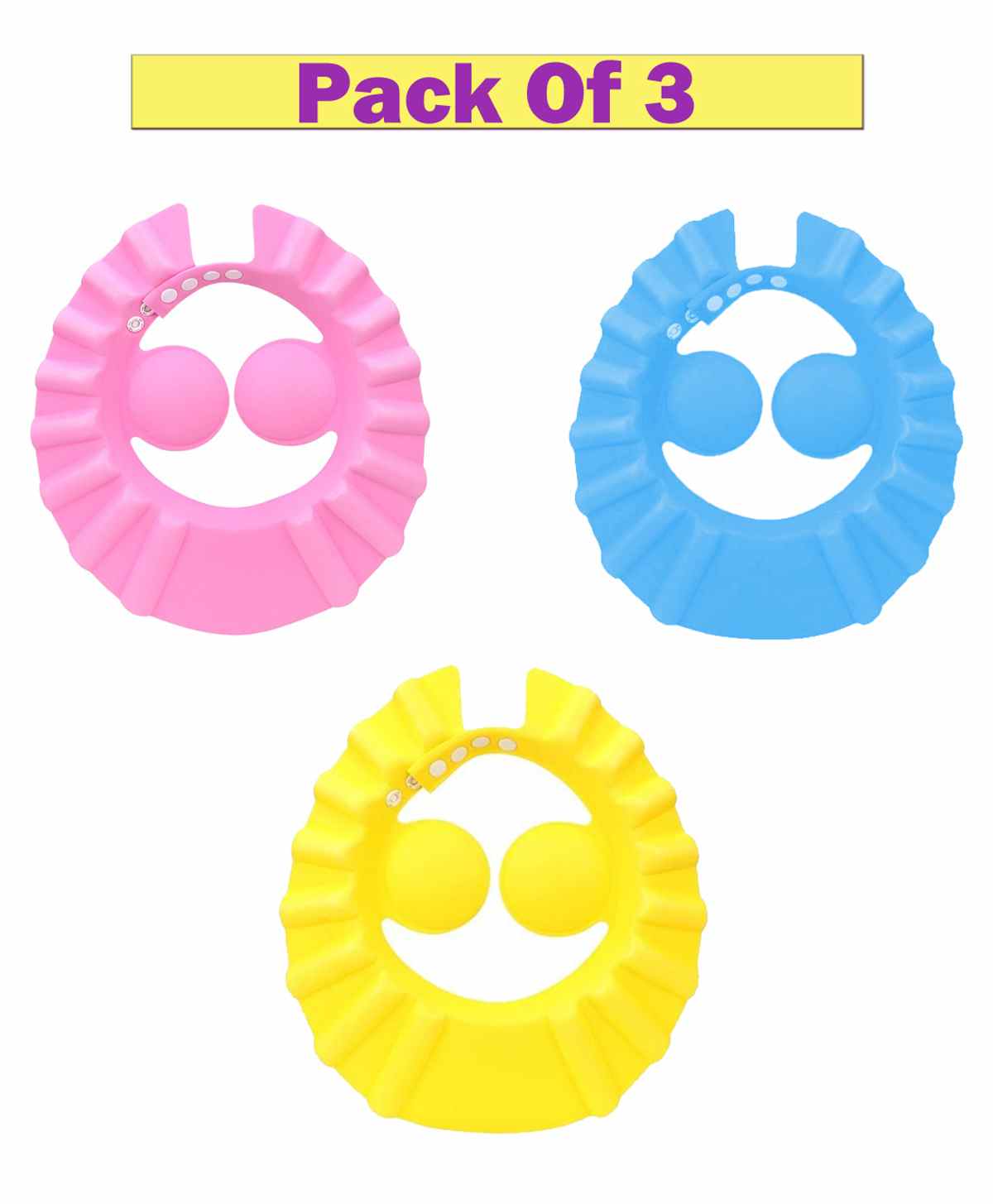 Syga Shampoo Bath Cap With Adjustable Fasteners Pack Of 3 - Multicolor-picture-21