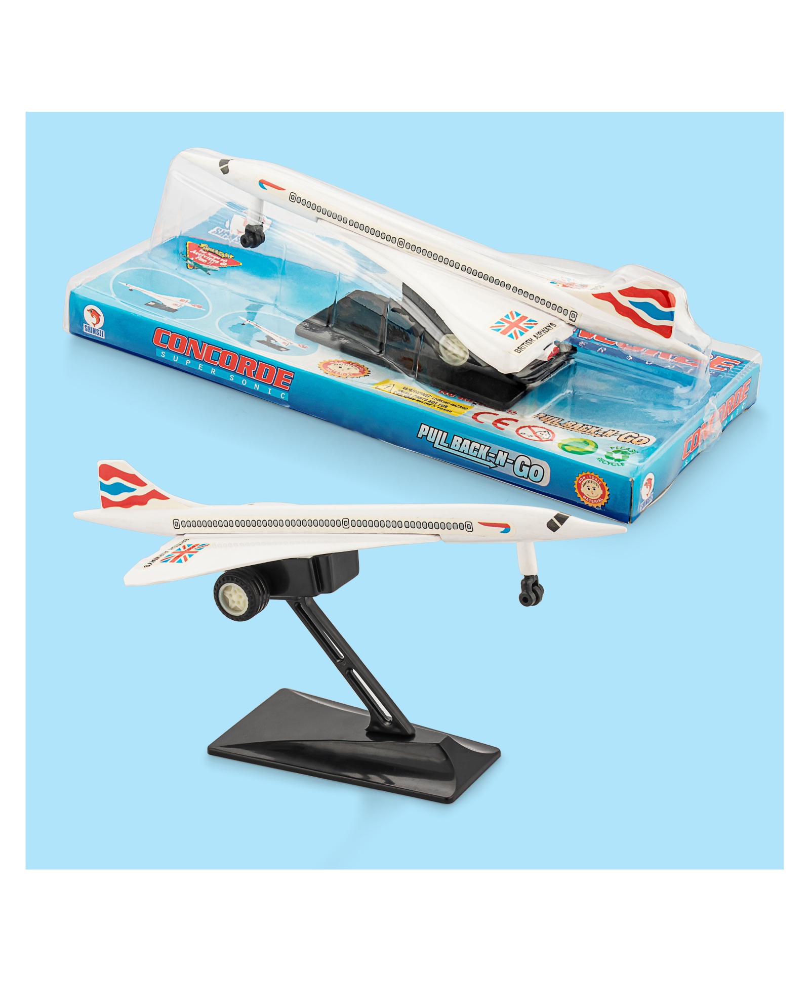 Shinsei Concorde Pull Back Toy Plane - White-image-18