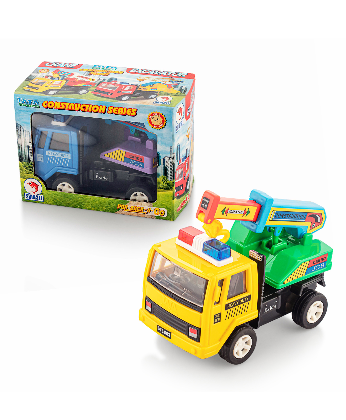 Shinsei Pull Back & Go Toy Crane - Yellow & Red-picture-39